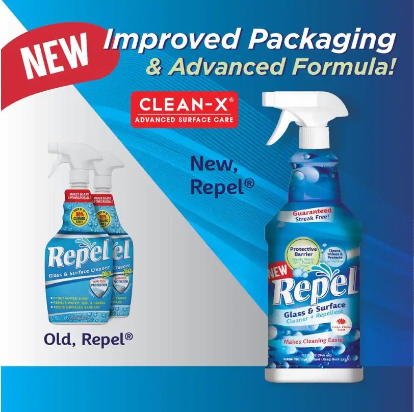 Clean-X Repel Glass and Surface Cleaner + Repellent – 32 oz.