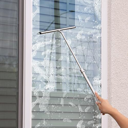 Grand Fusion Shower Squeegee with Long Handle for Glass Doors, Tile Walls,