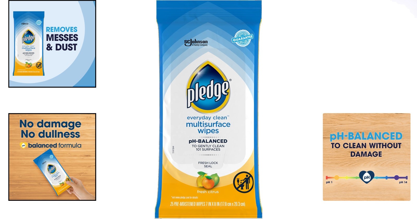 Fresh Citrus Scented pH Balanced Cleaning Wipes for 101 Surfaces – 25 Count