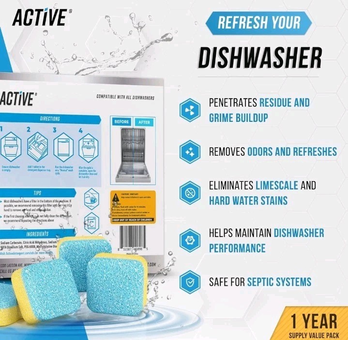 Dishwasher Cleaner And Deodorizer Tablets – 24 Pack Deep Cleaning Descaler…