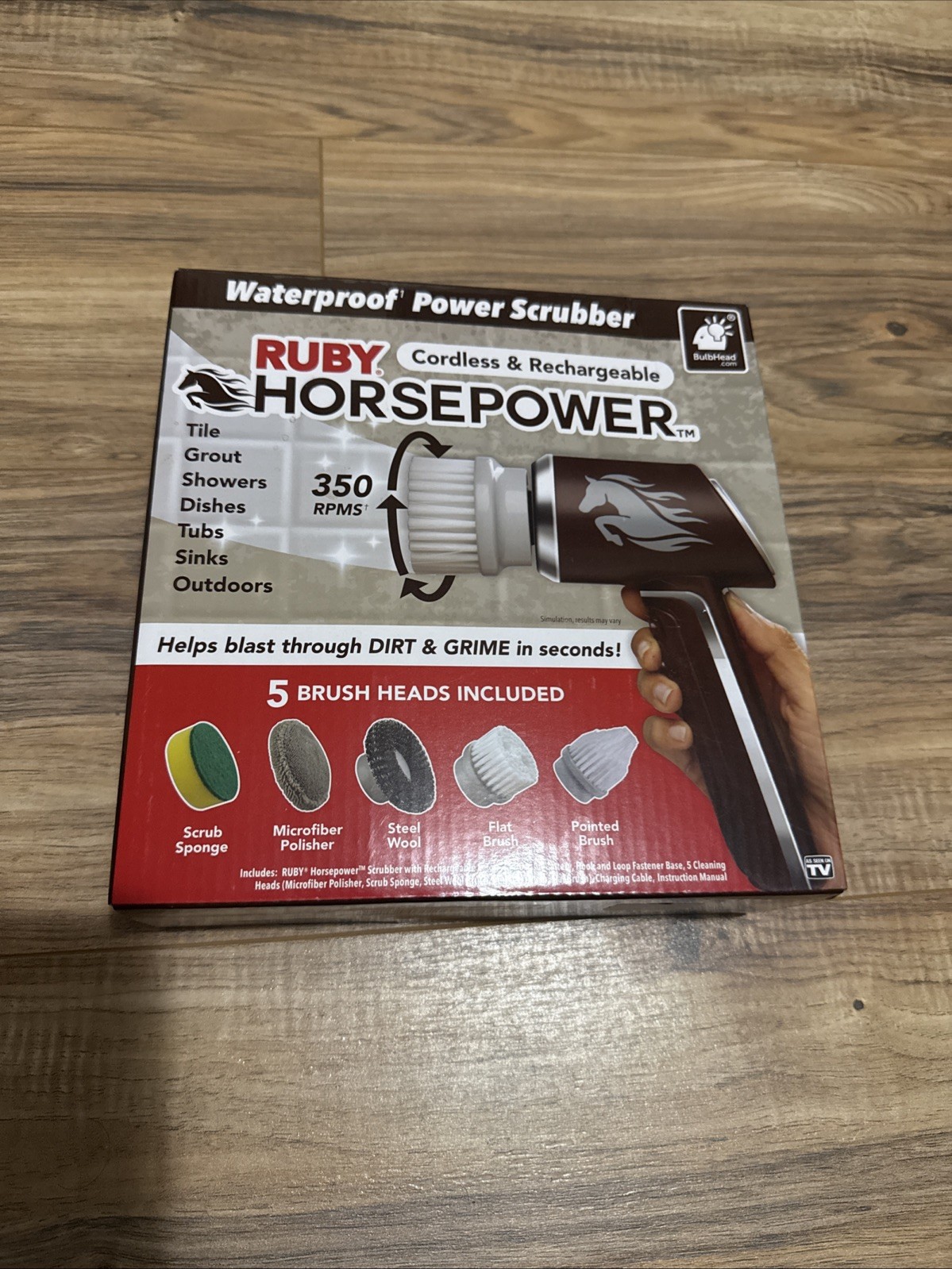 Ruby Horsepower Handheld Cordless Rechargeable Spinning Power Scrubber