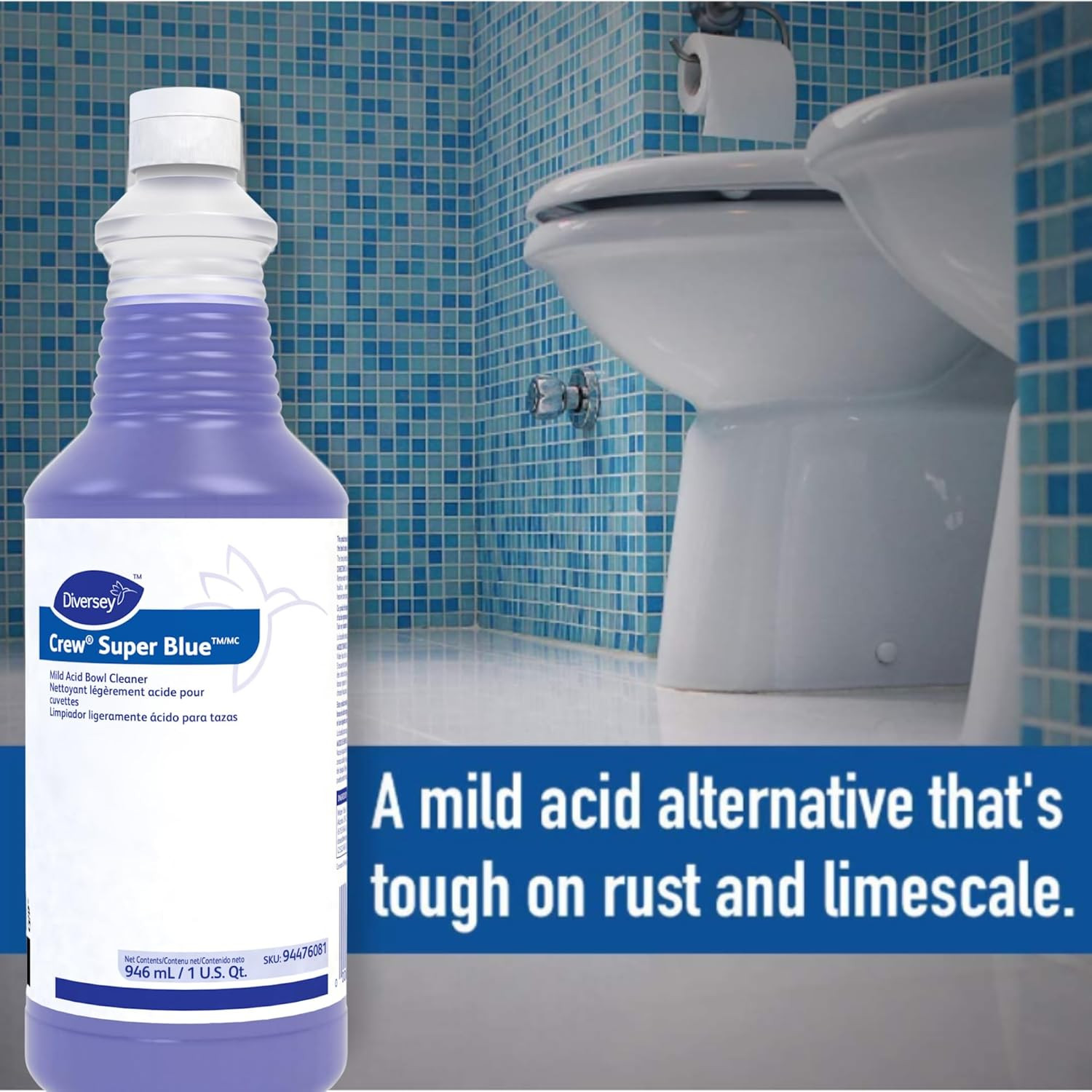 94476081 Super Blue Mild Acid Toilet Bowl Cleaner, Removes Rust, Scale & Stains,