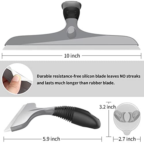 Multi-Purpose Silicon Squeegee for Window, 10 inch (Pack of 1) Grey & Black
