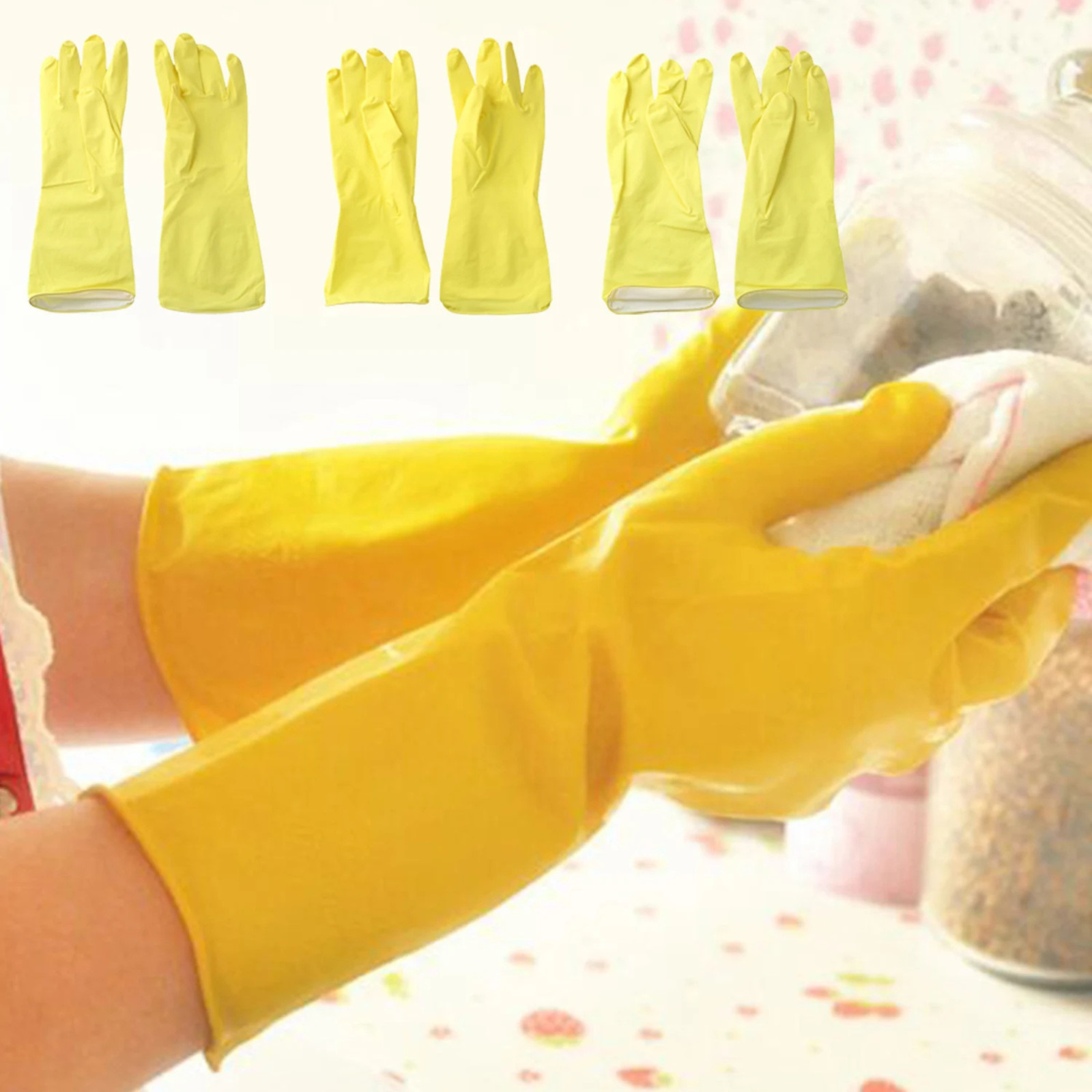 1 Pair Dishes Washing Gloves Latex Rubber Medium Dish cleaning NGL