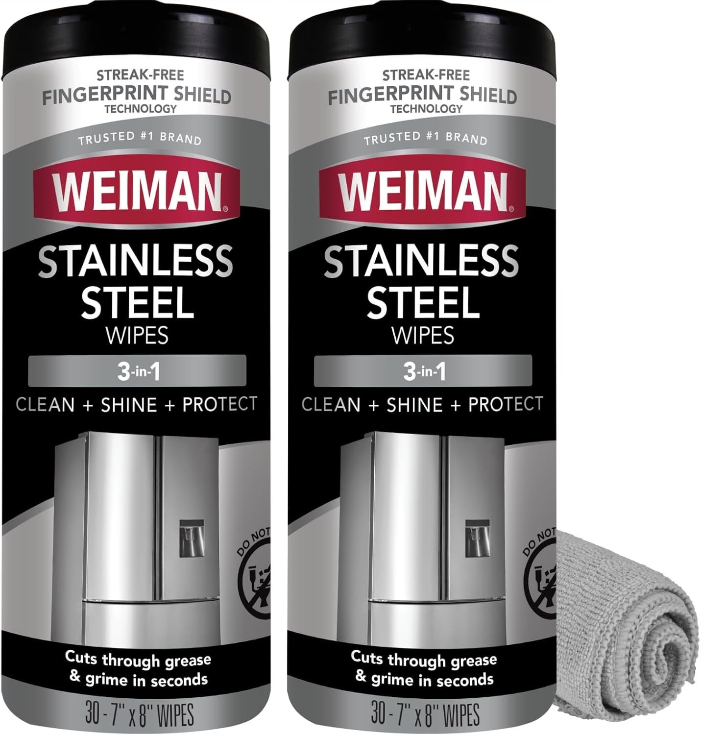 Stainless Steel Cleaner & Polish Kit, 2 Wipes & Cloth, Anti-Fingerprint, Remo…