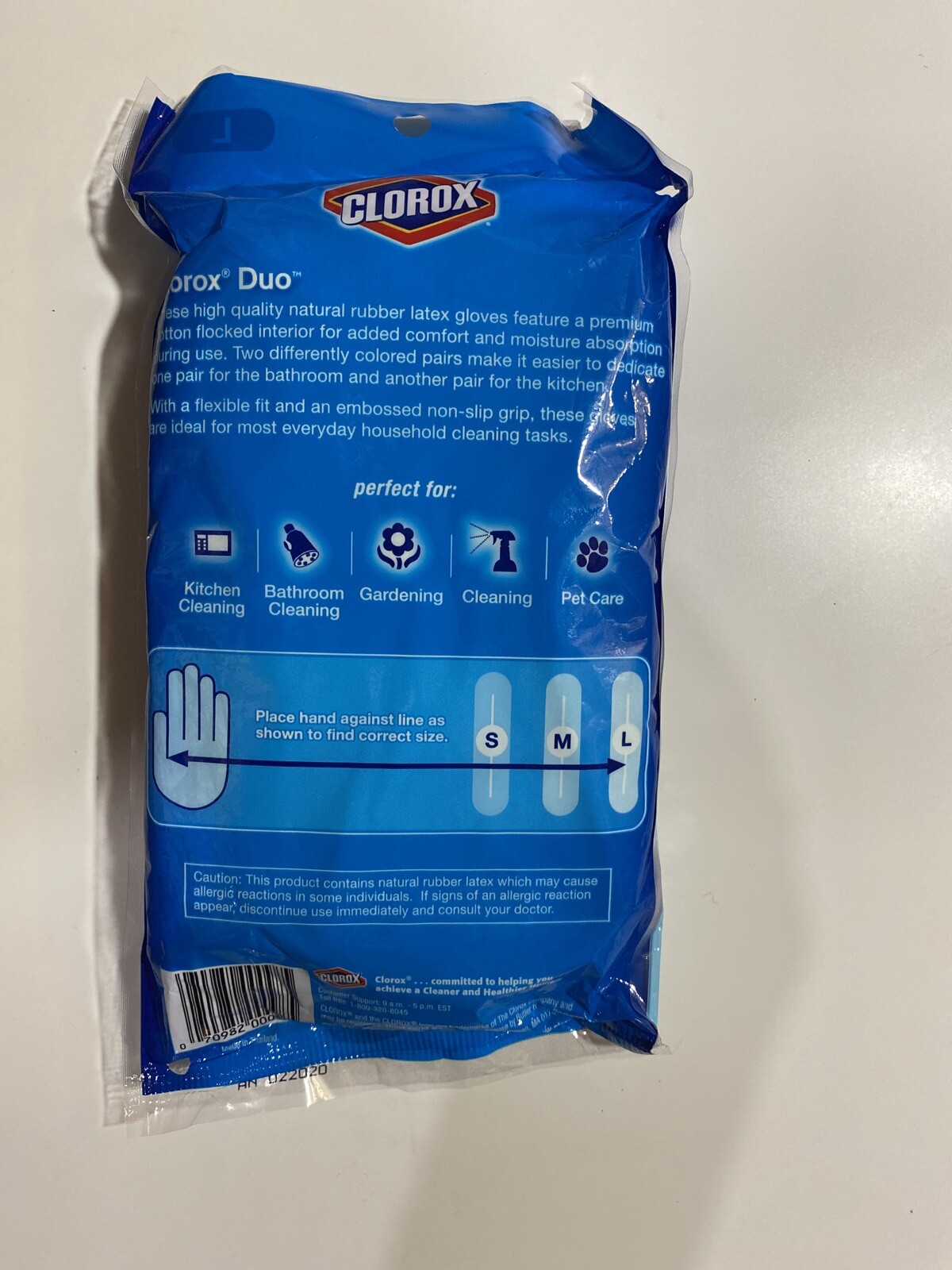 Latex New Duo Gloves. Embossed Non-slip Grip 2 Pairs.Kitchen & Bath Use. Size L