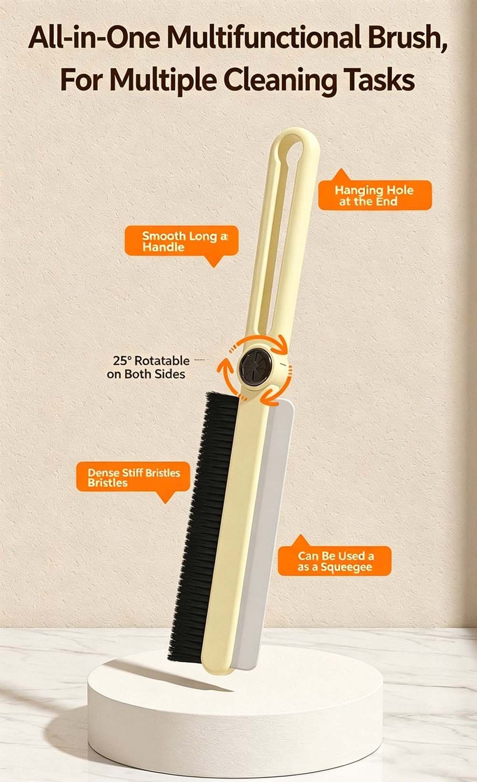 2-In-1 Slim Water-Resistant Flexible Long-Handled Multifunctional Cleaning Brush