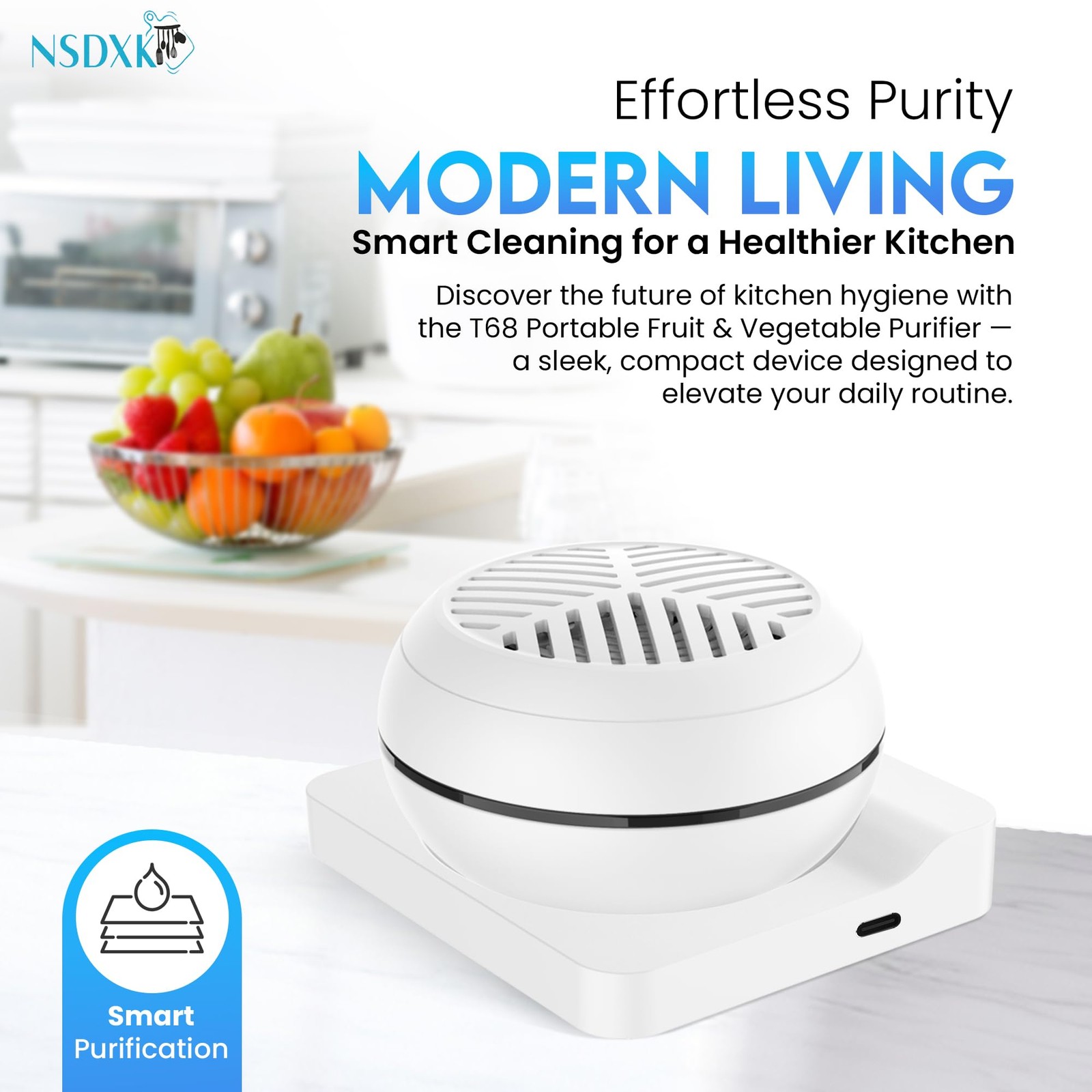 NSDXK Fruit and Vegetable Washing Machine, Fruit Vegetable Cleaner Device, Po…