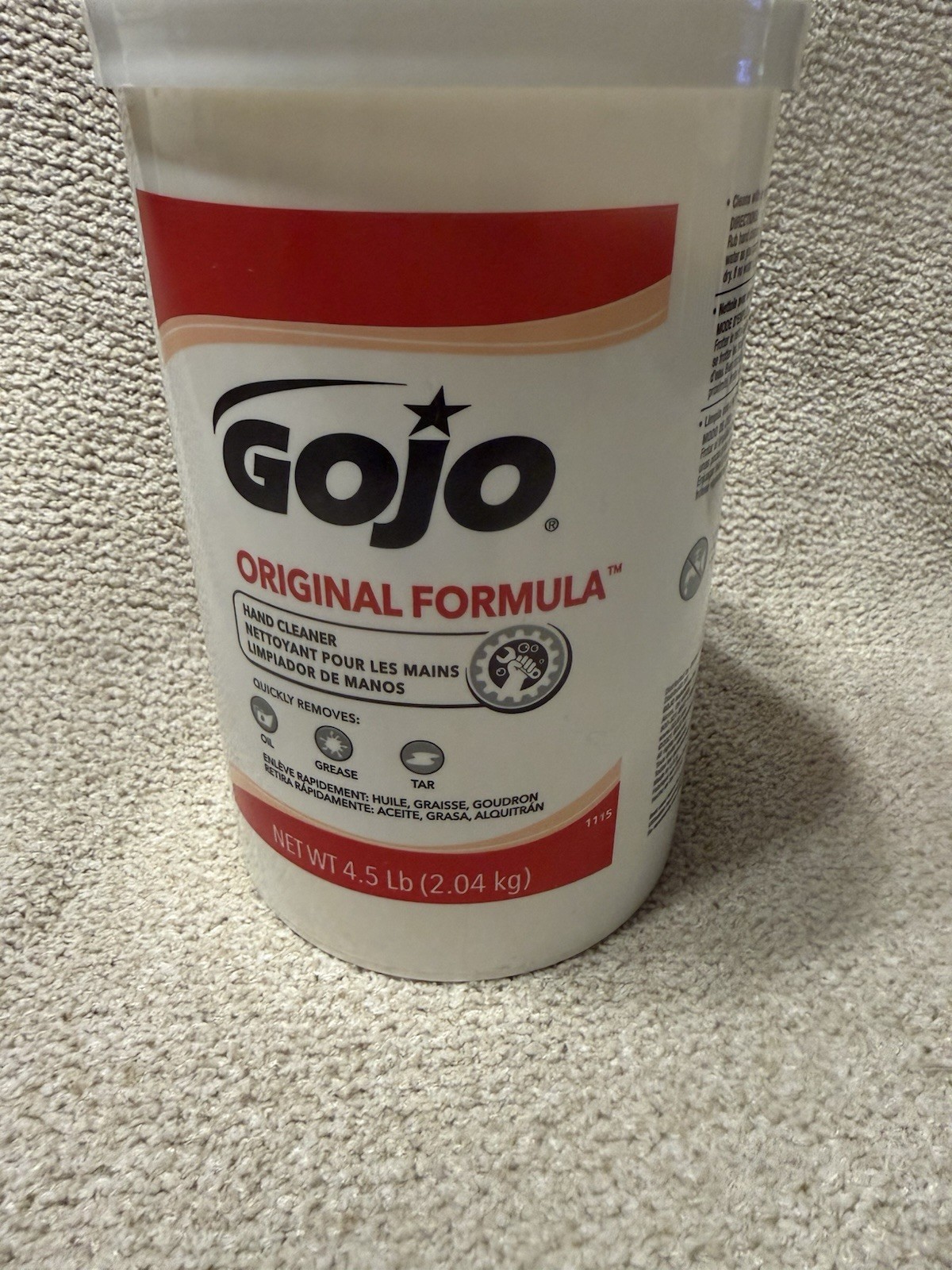 GOJO Original Formula Hand Cleaner 4.5 lbs Tub New Cleans Grease Oil Tar