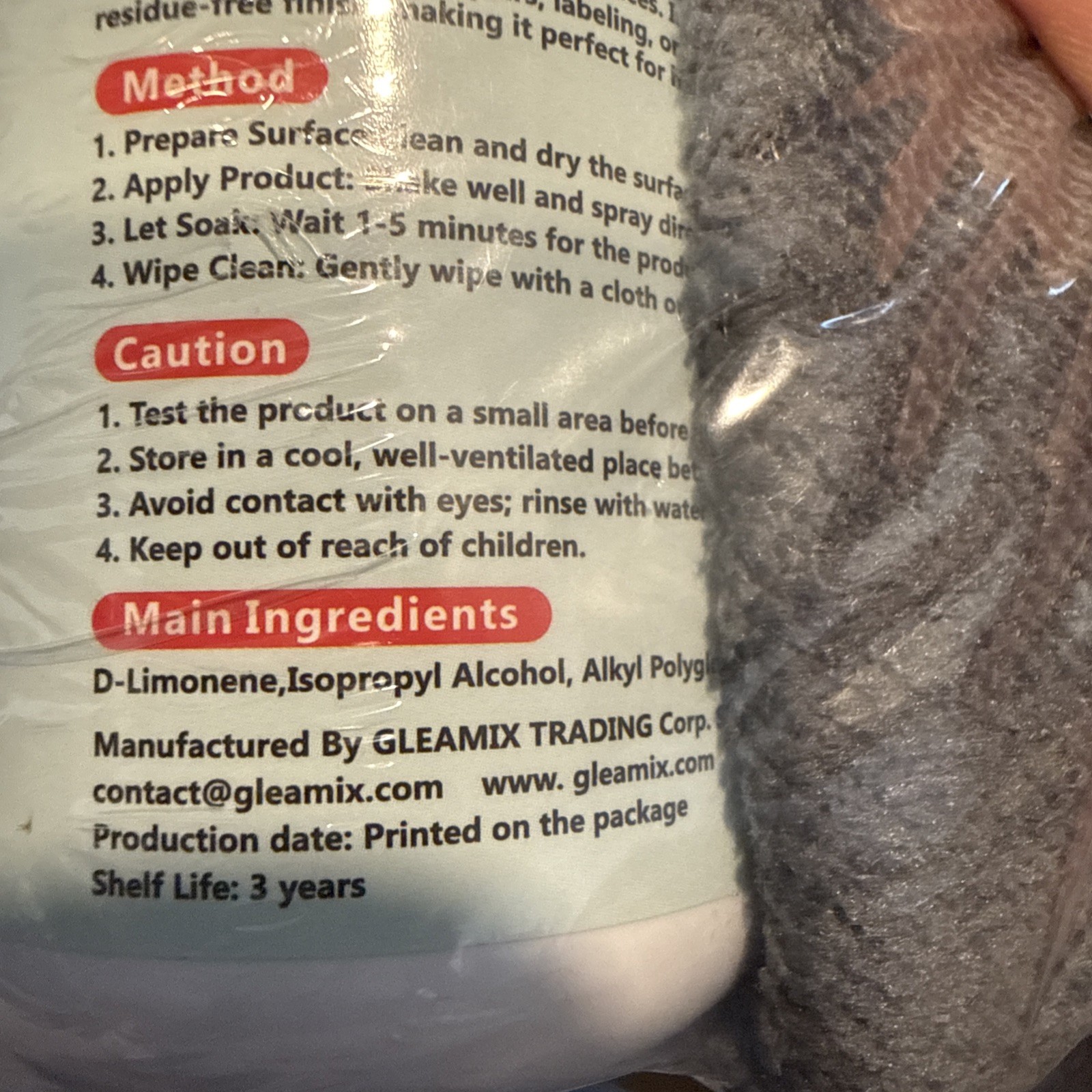Gleamix Adhesive Remover~4.0 fl oz Sticker Remover Spray w/ Scraper & Towel~NIP