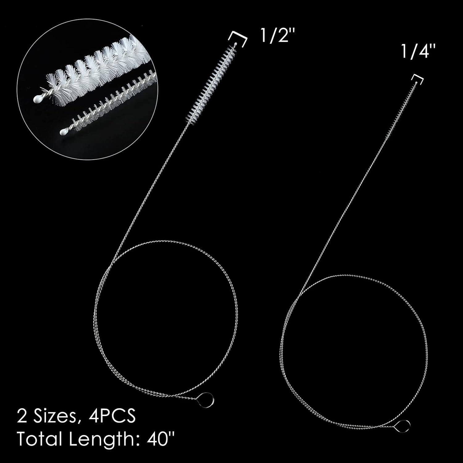 Durable Long Brush Cleaner Set for Kegerators and Siphon Hoses – 4PC