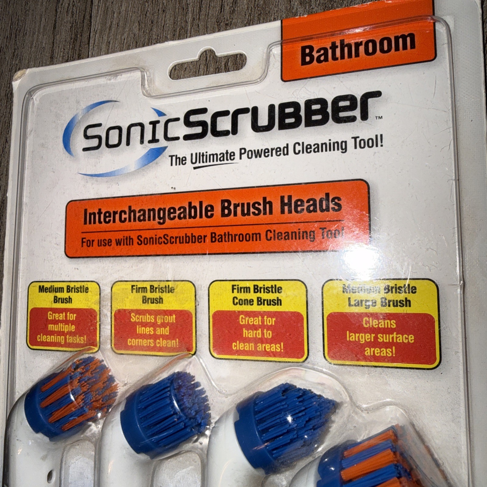 Sonic Scrubber Power Cleaner Interchangeable Brush Heads Bathroom Cleaning Tool
