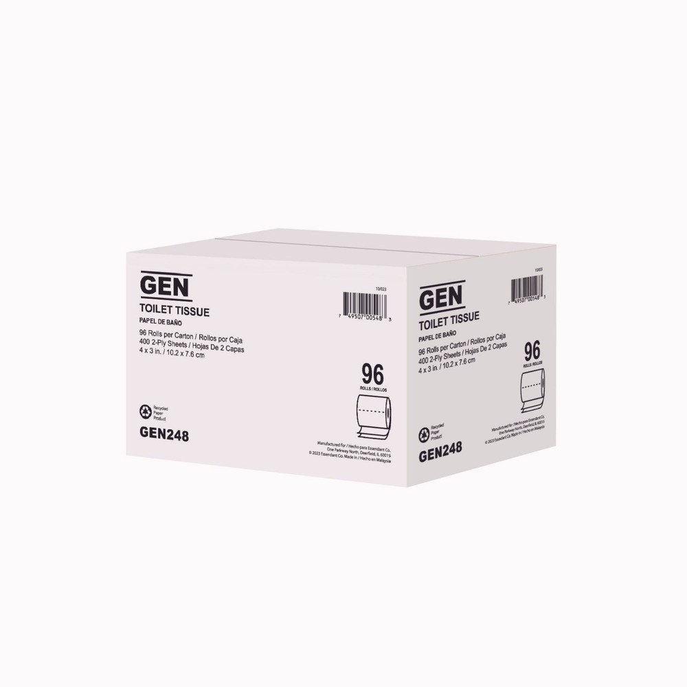 GEN 248 4″ x 3″ 2-Ply Standard Bath Tissue – White (96 RL/CT) New