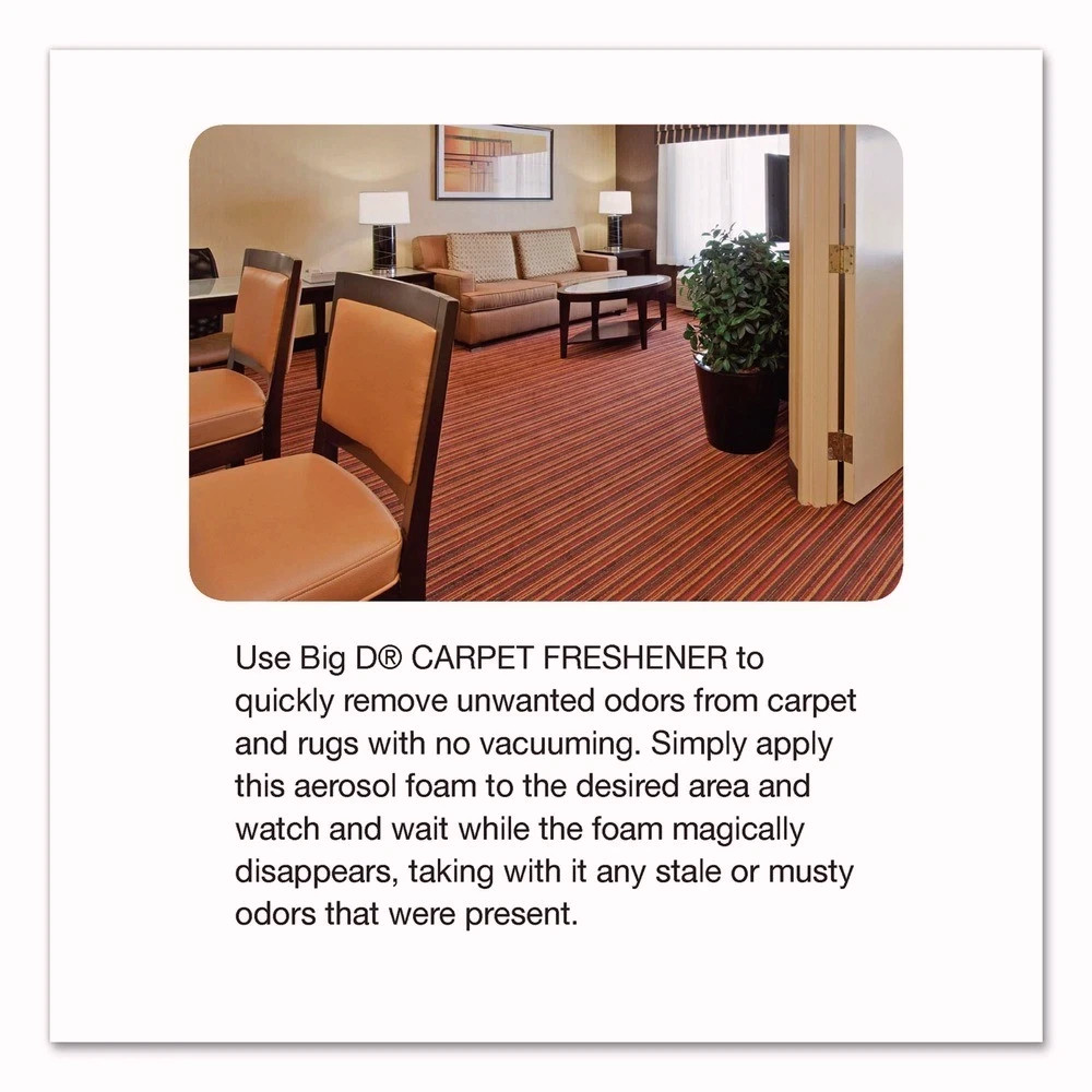 Big D Industries 241 14 oz No-Vacuum Carpet Freshener – Fresh Scent (12/CT) New