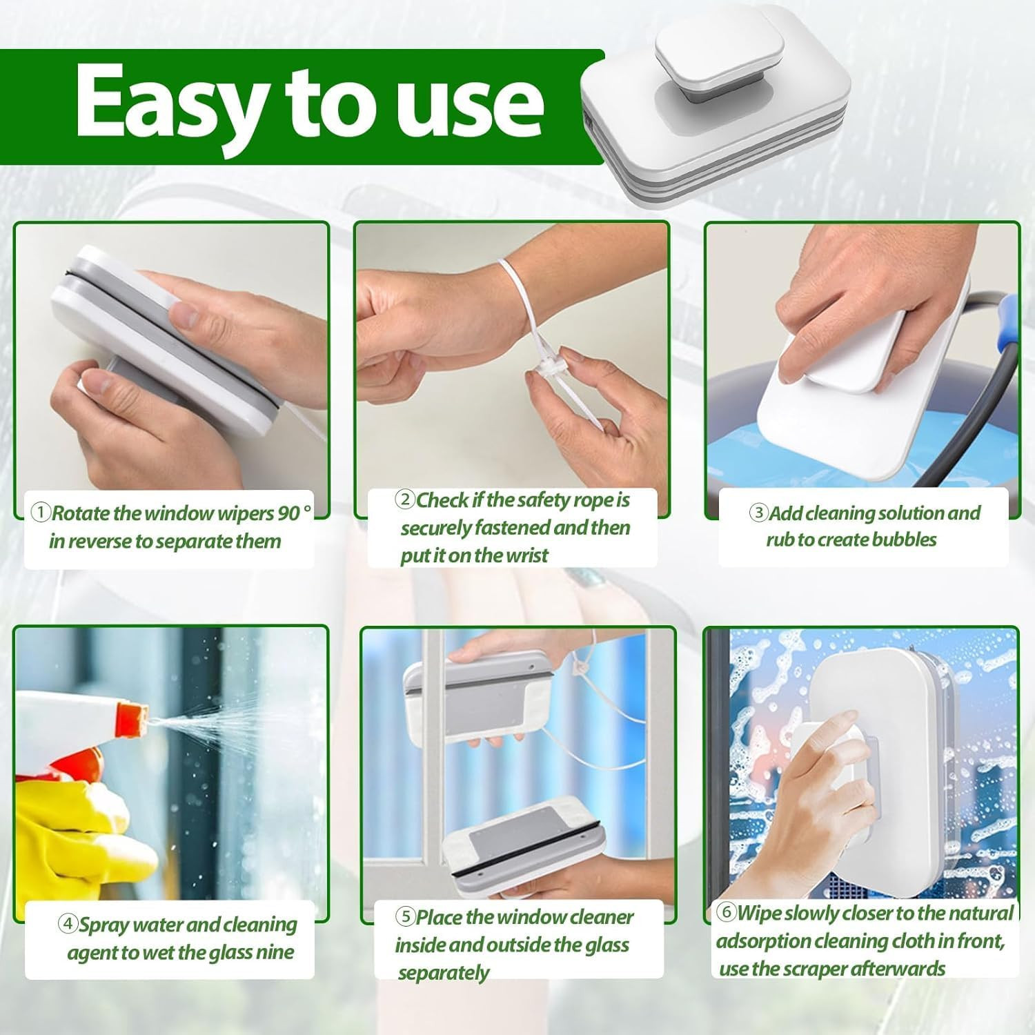 Magnetic Window Cleaner Tool for 3-10mm Glass – Double-Sided Cleaning Magic