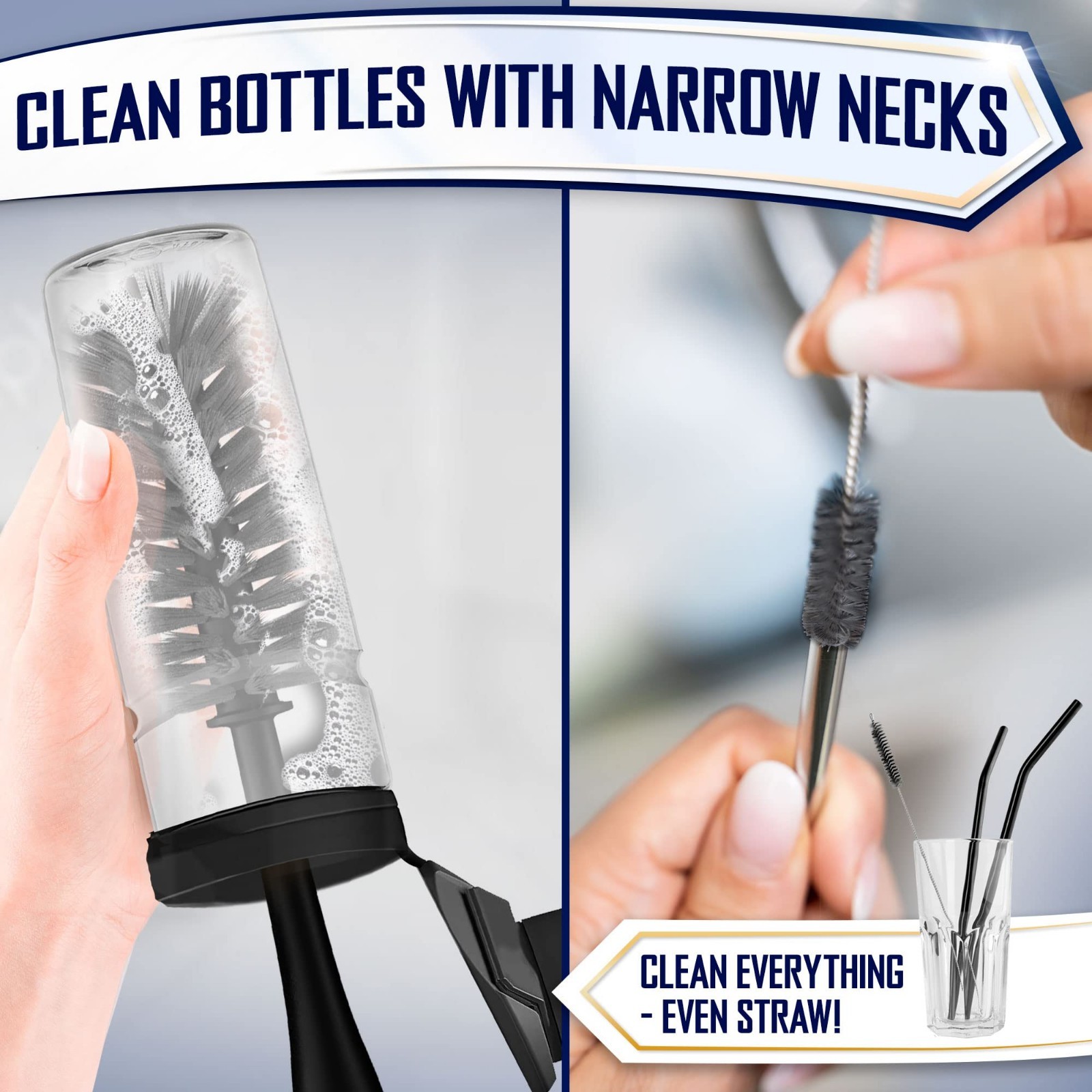 4-Piece Dish Brush Set – Non-Slip Long Handle Kitchen Scrubbers for Dishes, Pots