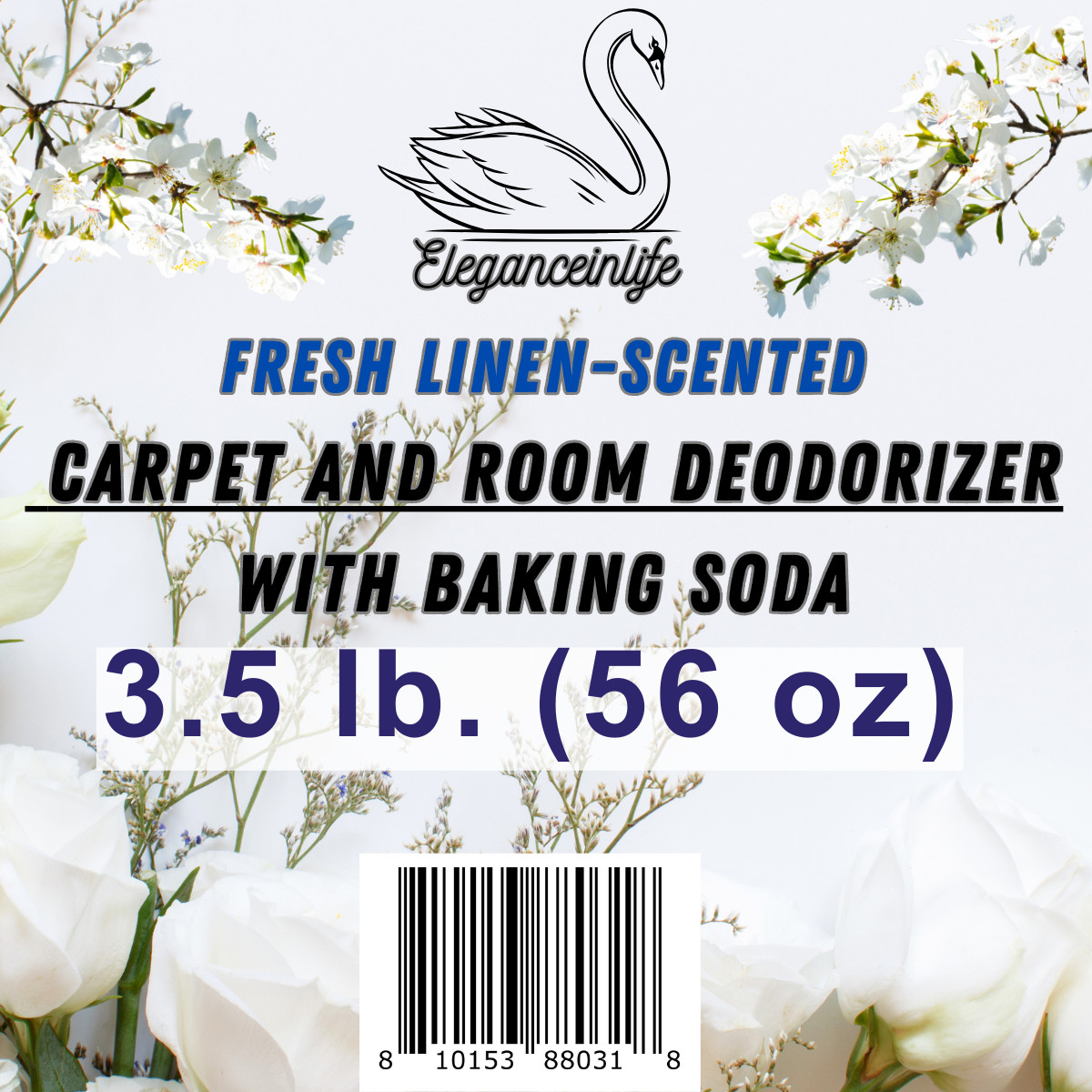 Eleganceinlife Fresh Linen-Scented Carpet and Room Deodorizer Baking Soda 3.5 LB