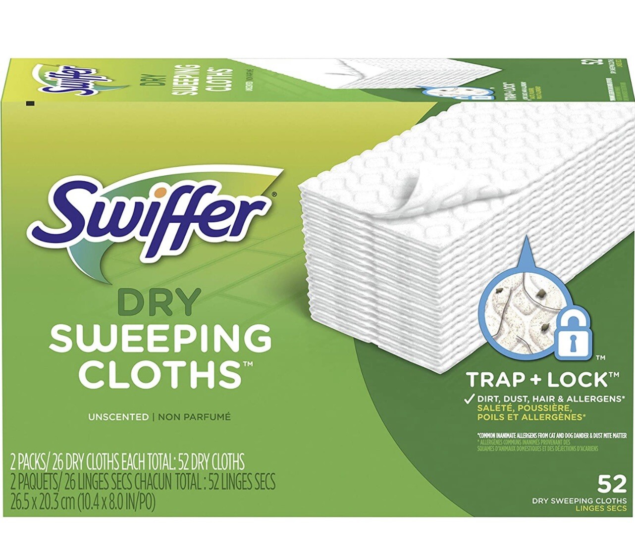 Swiffer Sweeper 5.4 in. Dry Sweeping Cloths Microfiber Dust Mop Refill 52 pack