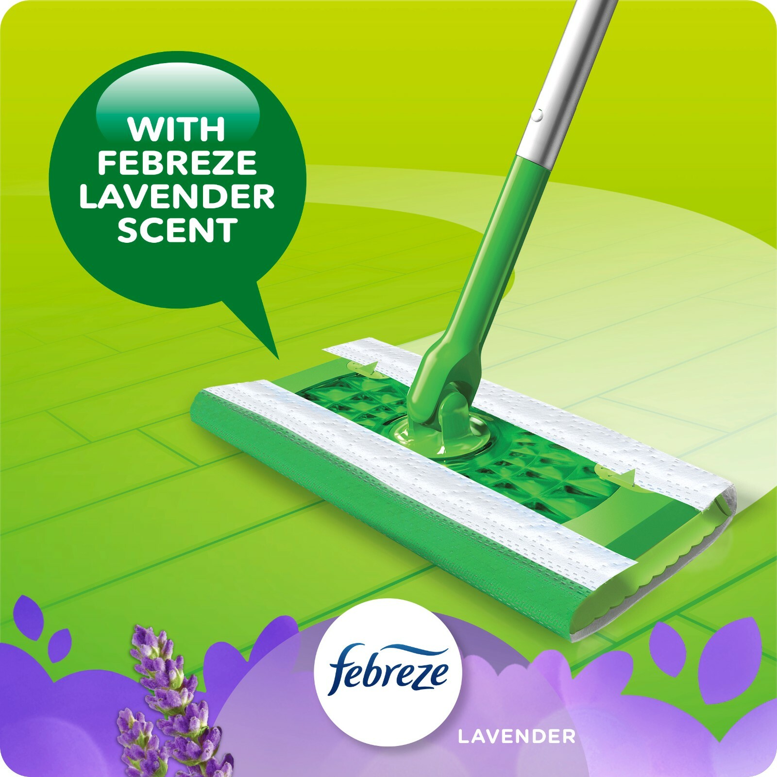 (24-Pack) SWIFFER ~ Floor WET MOPPING CLOTH Pad Refills ~ Febreze Fresh LAVENDER