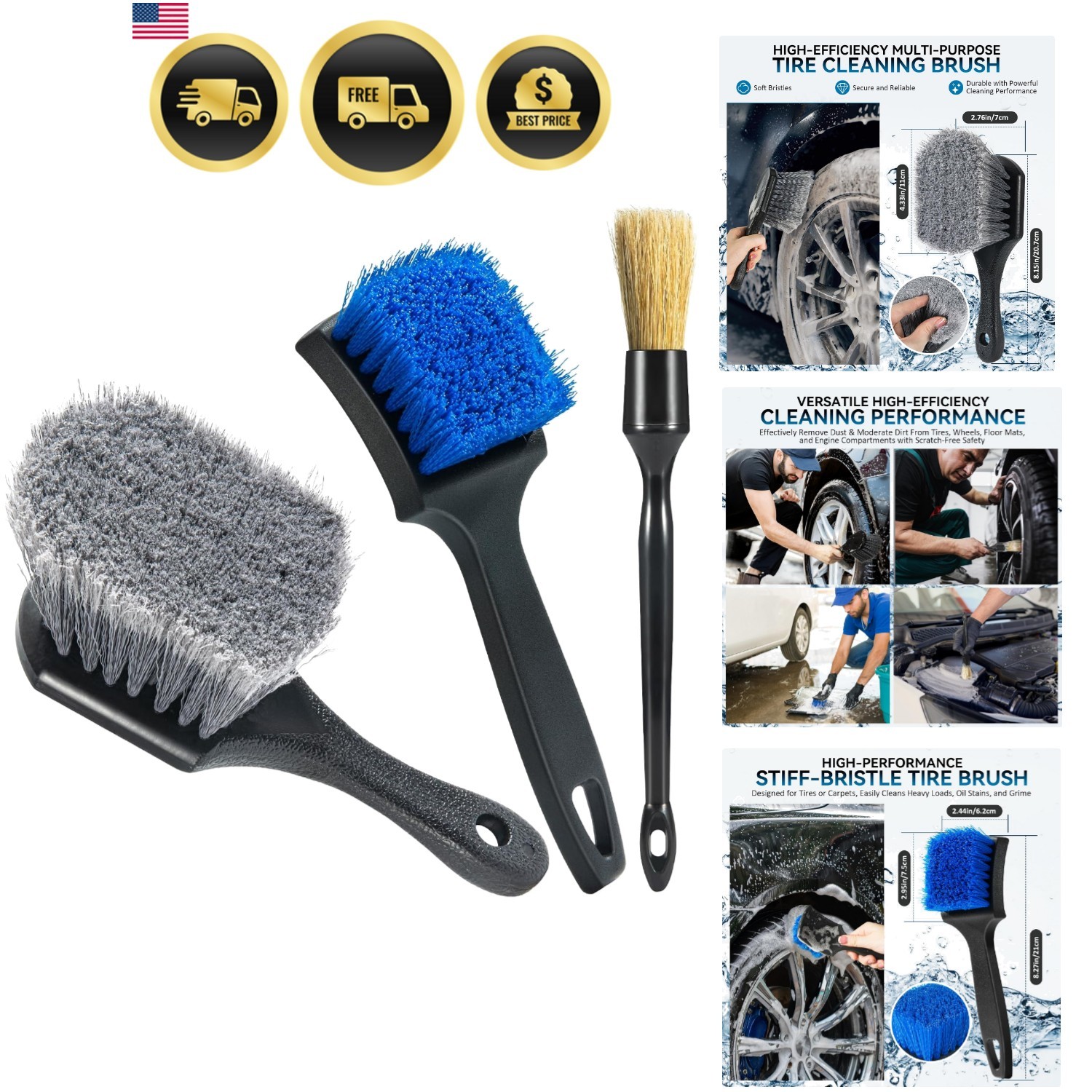 Tire Brushes for Cleaning Tires, Car Wheel Brushes for Cleaning Wheels, Rim C…