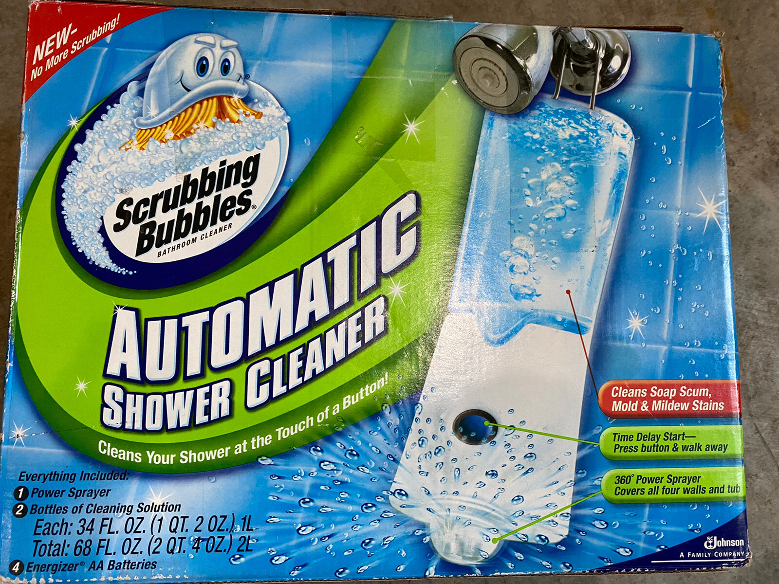 Scrubbing Bubbles Automatic Shower Cleaner Starter Kit 2 Bottles Damaged box