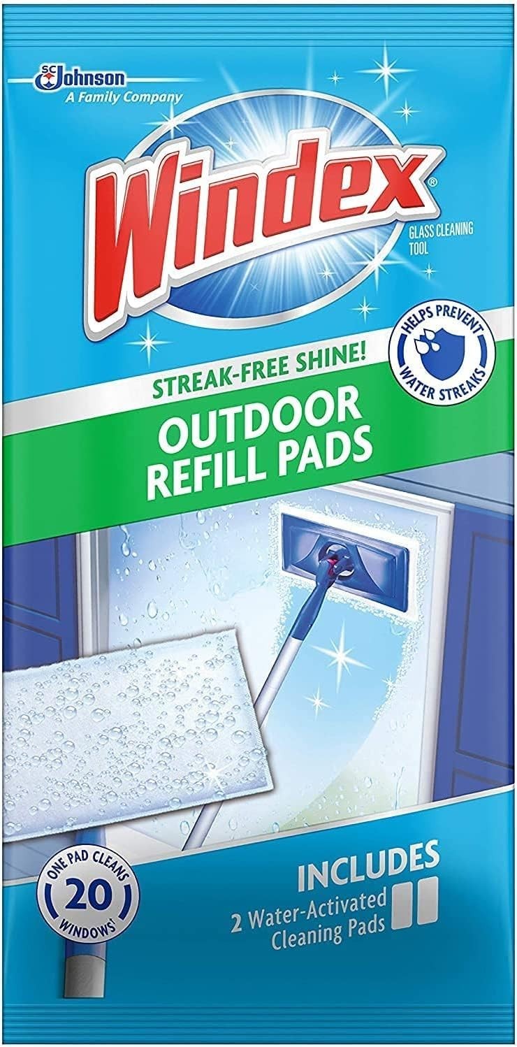Outdoor All-in-One Window Cleaner Pads Refill – 2 Count for Streak-Free Shine