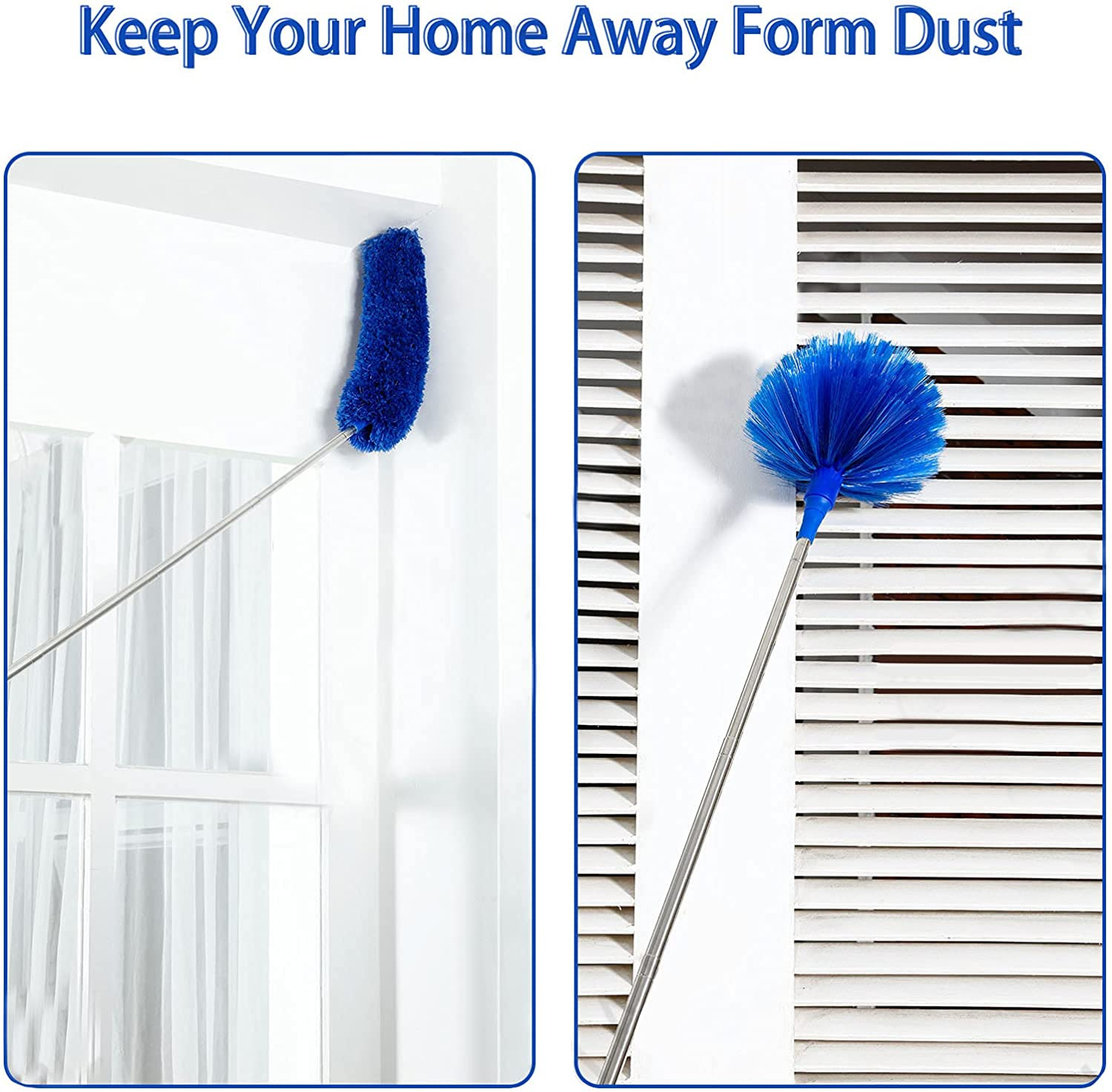 Duster, Microfiber Dusters with 2 Handle Sets, Durable 15-98.1 Inches Long Teles