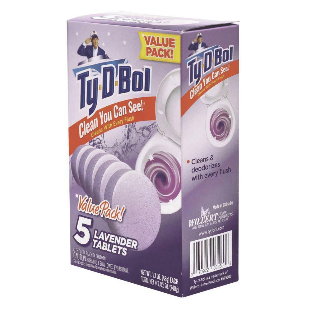 Ty-D-Bol Lavender Toilet Bowl Cleaner 5 Count Tablet Value Pack MADE in the USA