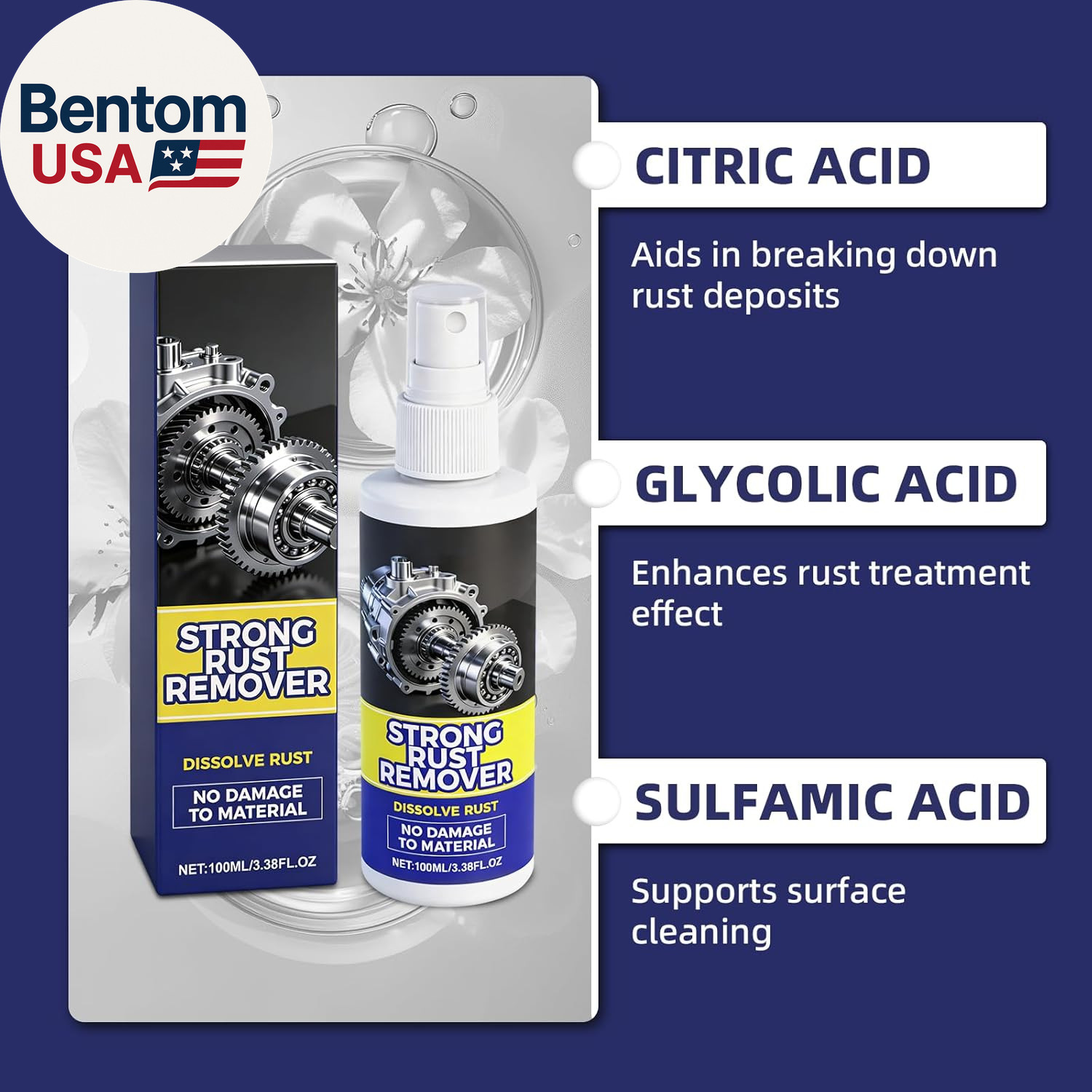2Pcs Rust Remover Spray for Metal,2026 Upgrade Rust Remover for Metal,Rust Remov