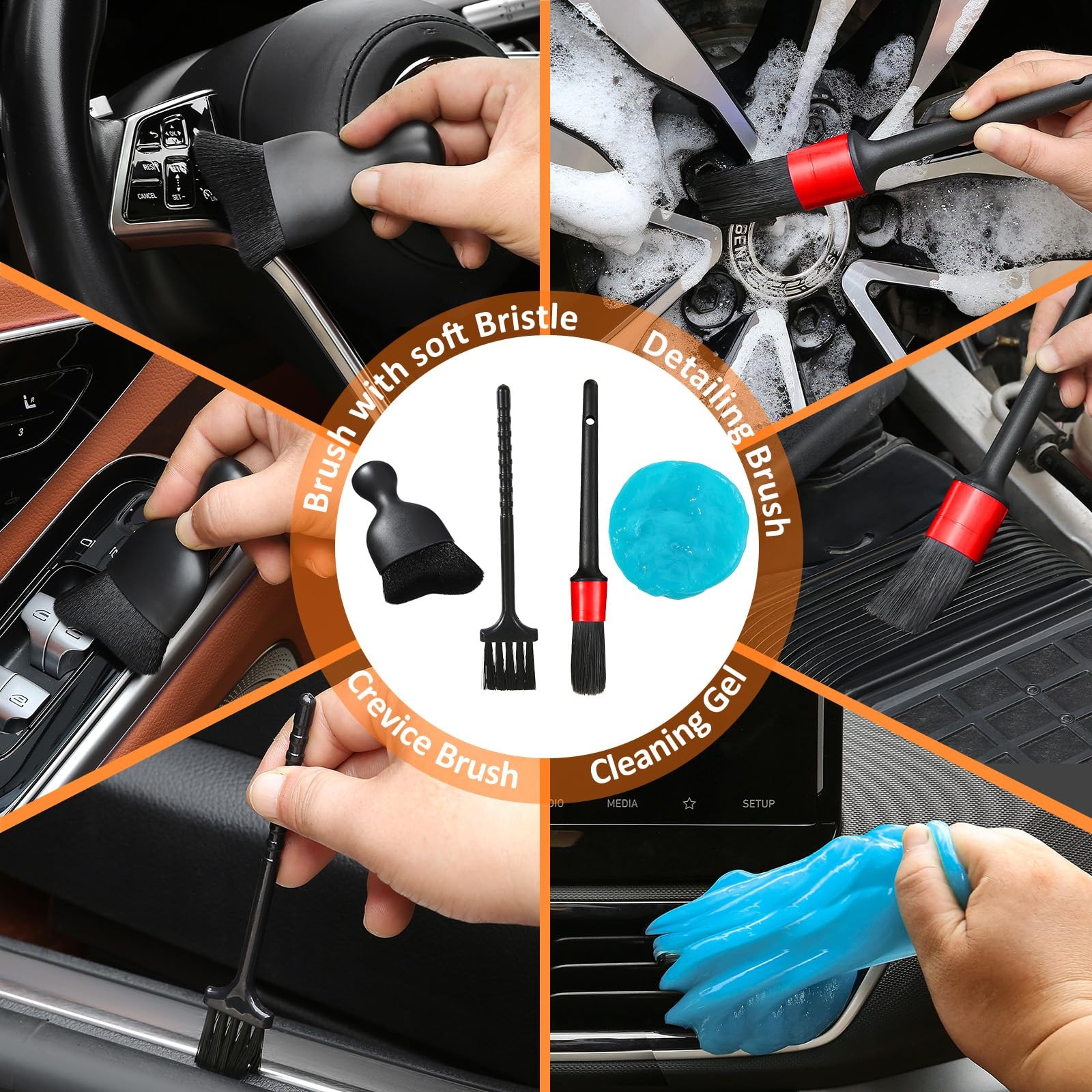 Windshield Cleaner Tool Kit with Microfiber Pads & Extendable Handle