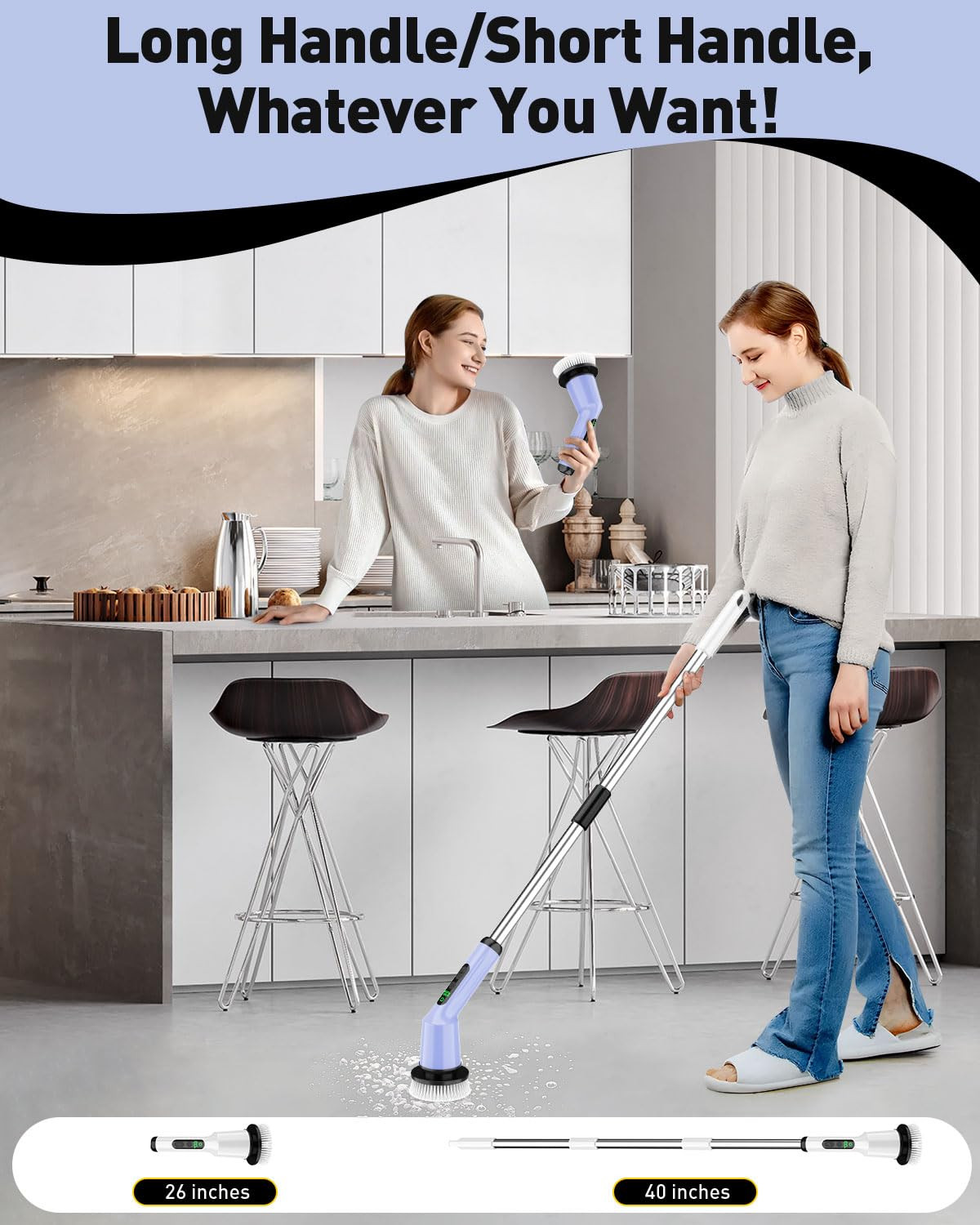 Electric Spin Scrubber for Cleaning Bathroom, Shower Scrubber Rotary Floor Brush
