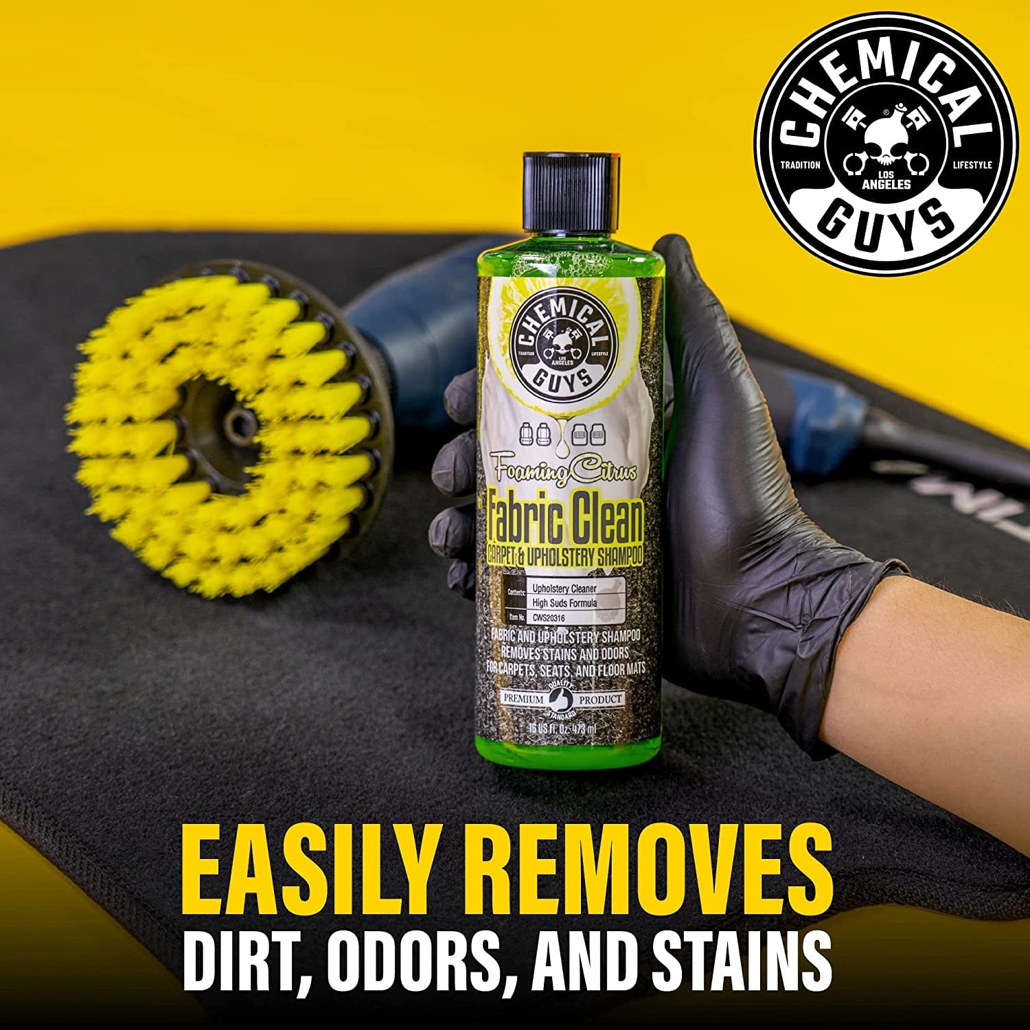 Foaming Citrus Fabric Clean Drill Brush Kit Car Carpet Upholstery Stain Remover