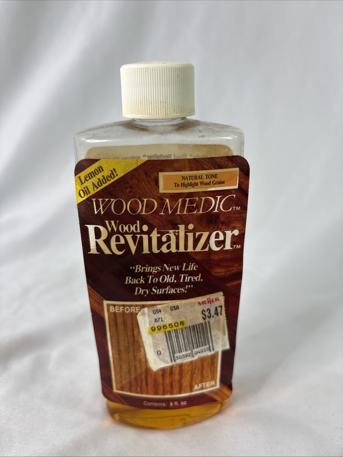 Vtg Wood Medic Wood Revitalizer Bottle Lemon Oil Retro Movie Prop 8oz 70% Full