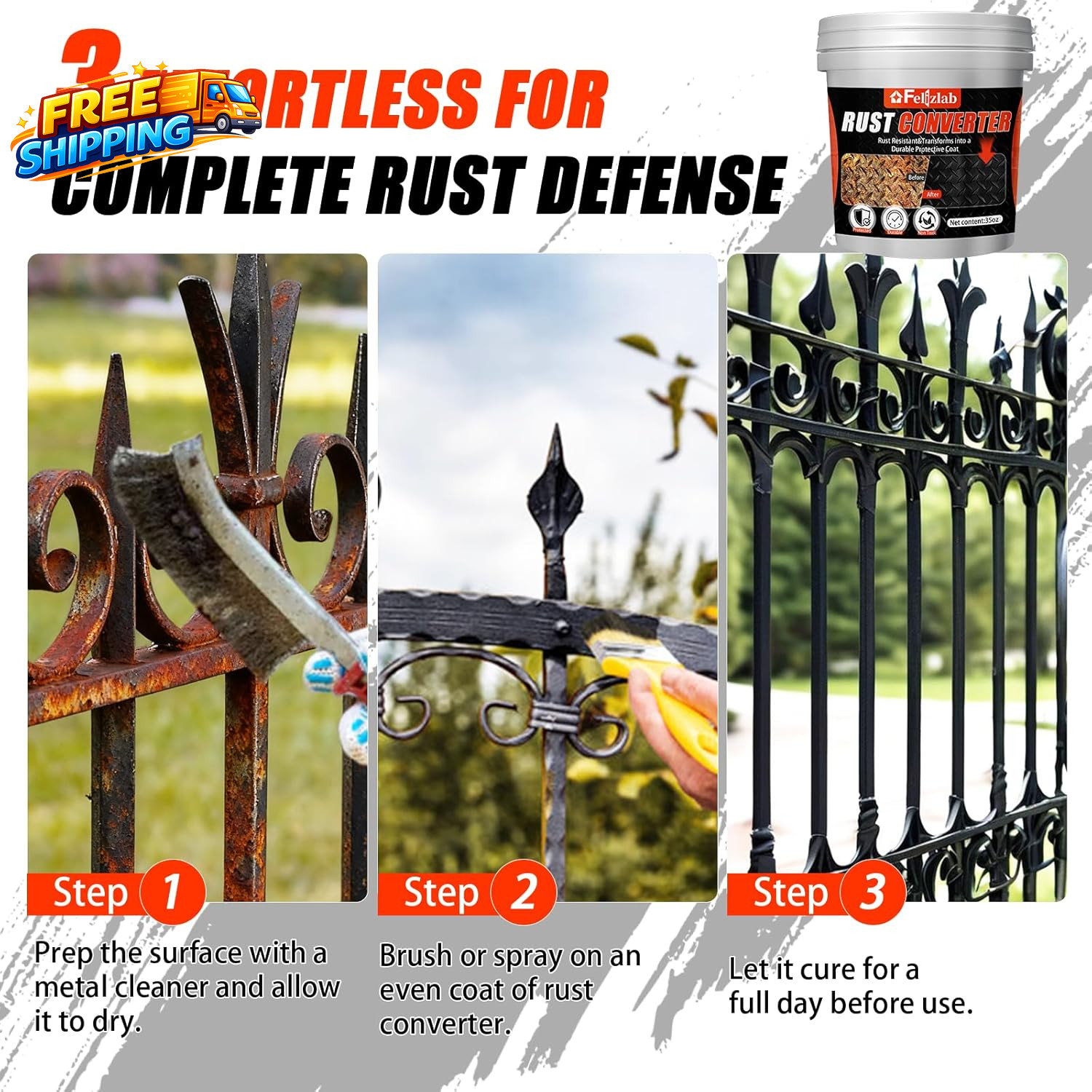 2 In 1 Rust Converter & Metal Primer 35 Floz Automotive Rust Remover Paint