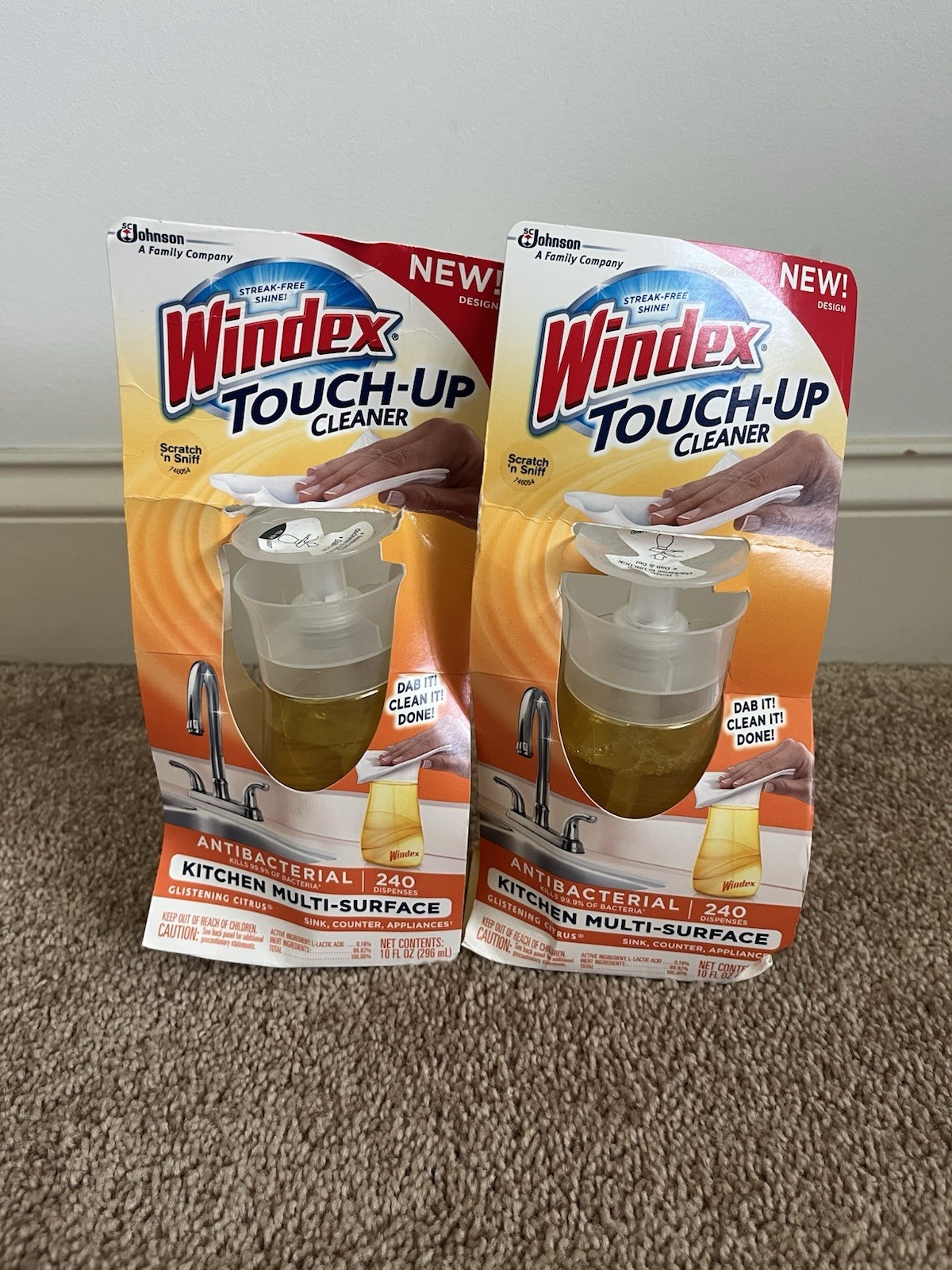 Windex Touch Up Kitchen Cleaner x2 Multi Surface Cleaner Glistening Citrus
