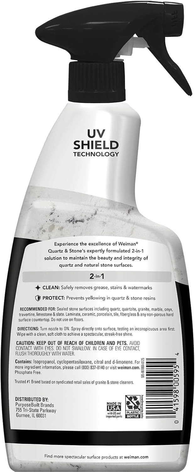 Quartz Cleaner Pack – 24 Oz Citrus Spray & MicroFiber Towel for Radiant Surfaces