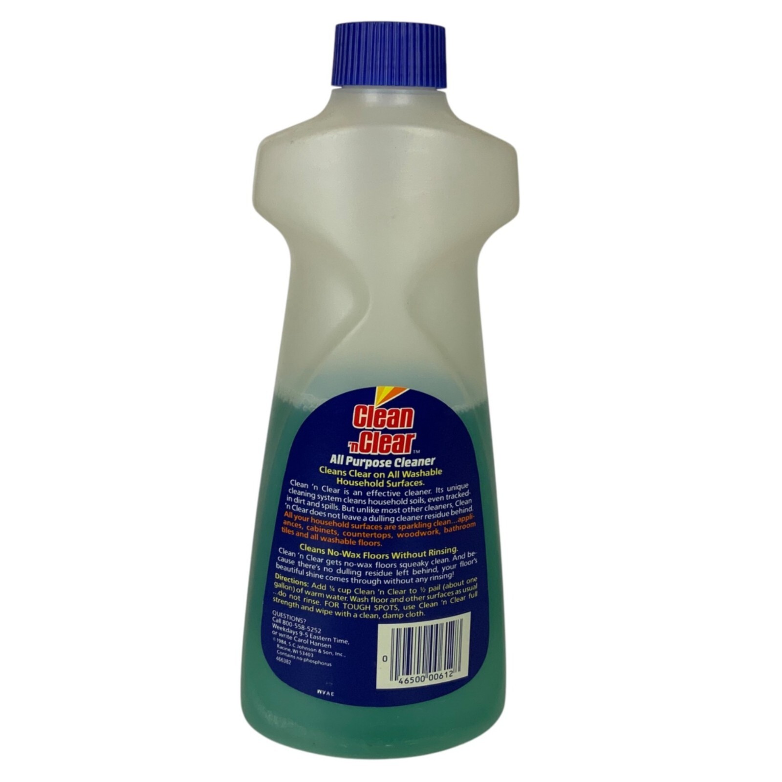 Vintage Clean N Clear All Purpose Cleaner 28 Fl Oz Bottle SC Johnson 1984 – 60%
