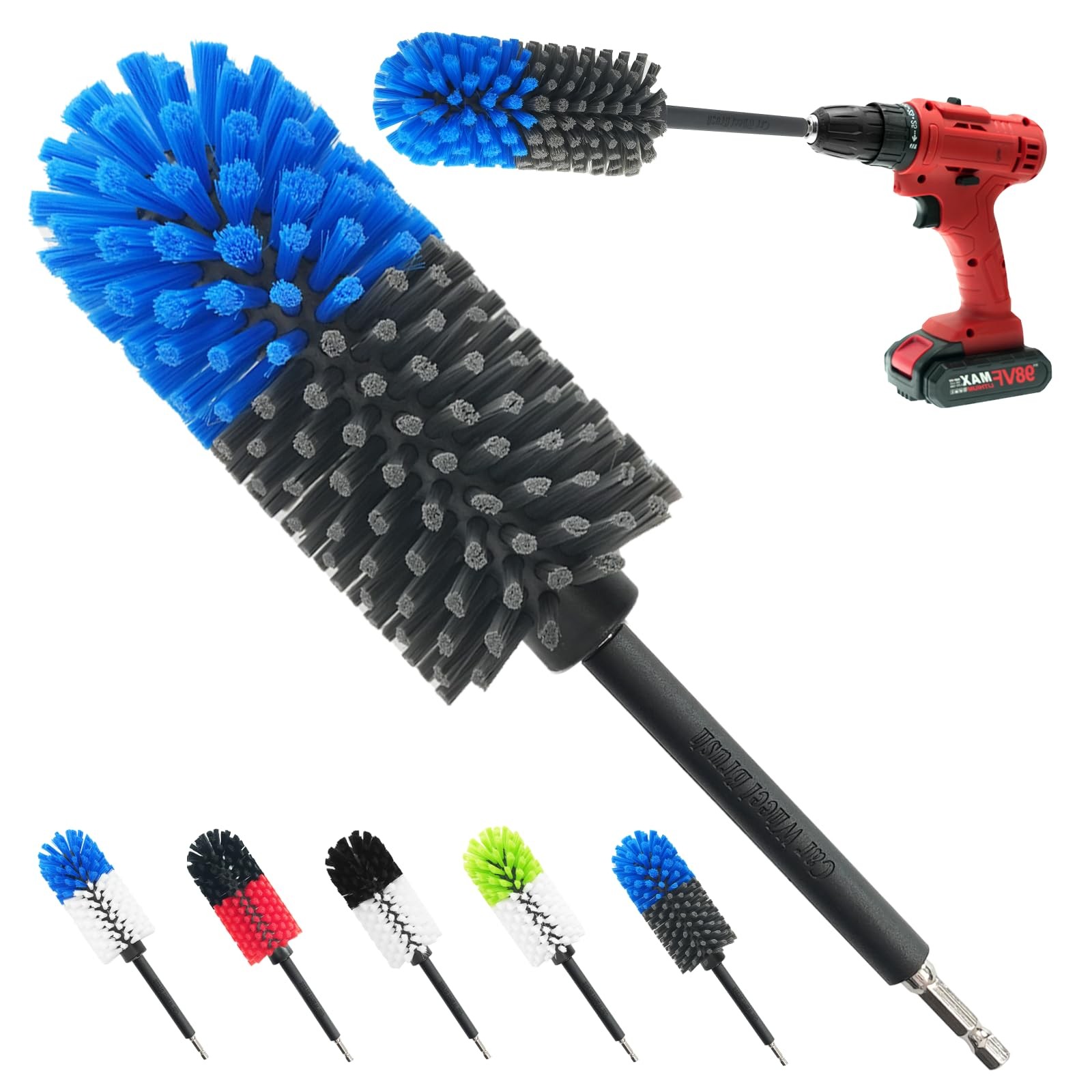 Wheel Brush, Soft Drill Wheel Cleaner Brush, Drill Brush for Car Wheel, No Sc…