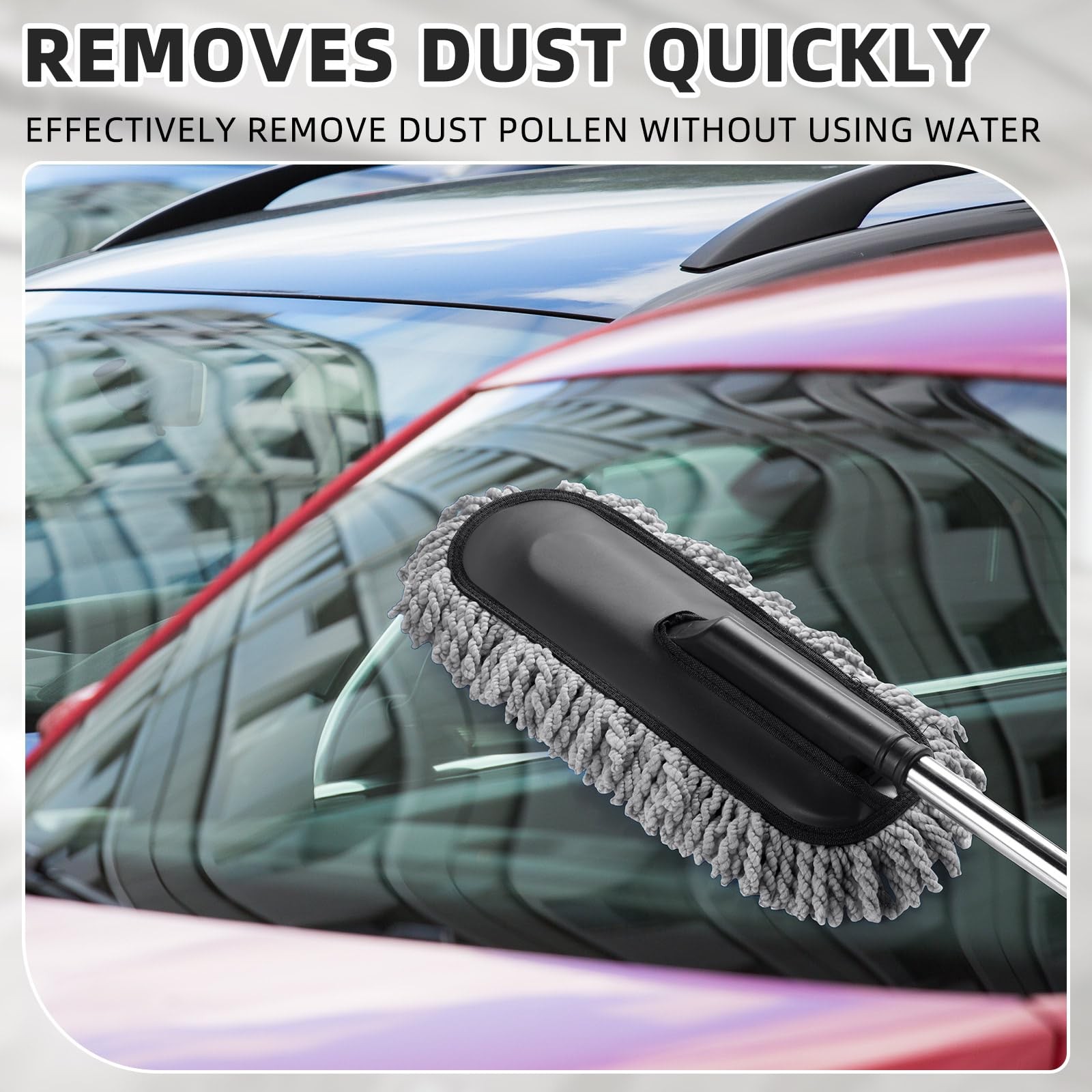 1 Pack Microfiber Car Duster Exterior Scratch Free with Extendable Handle Sof…