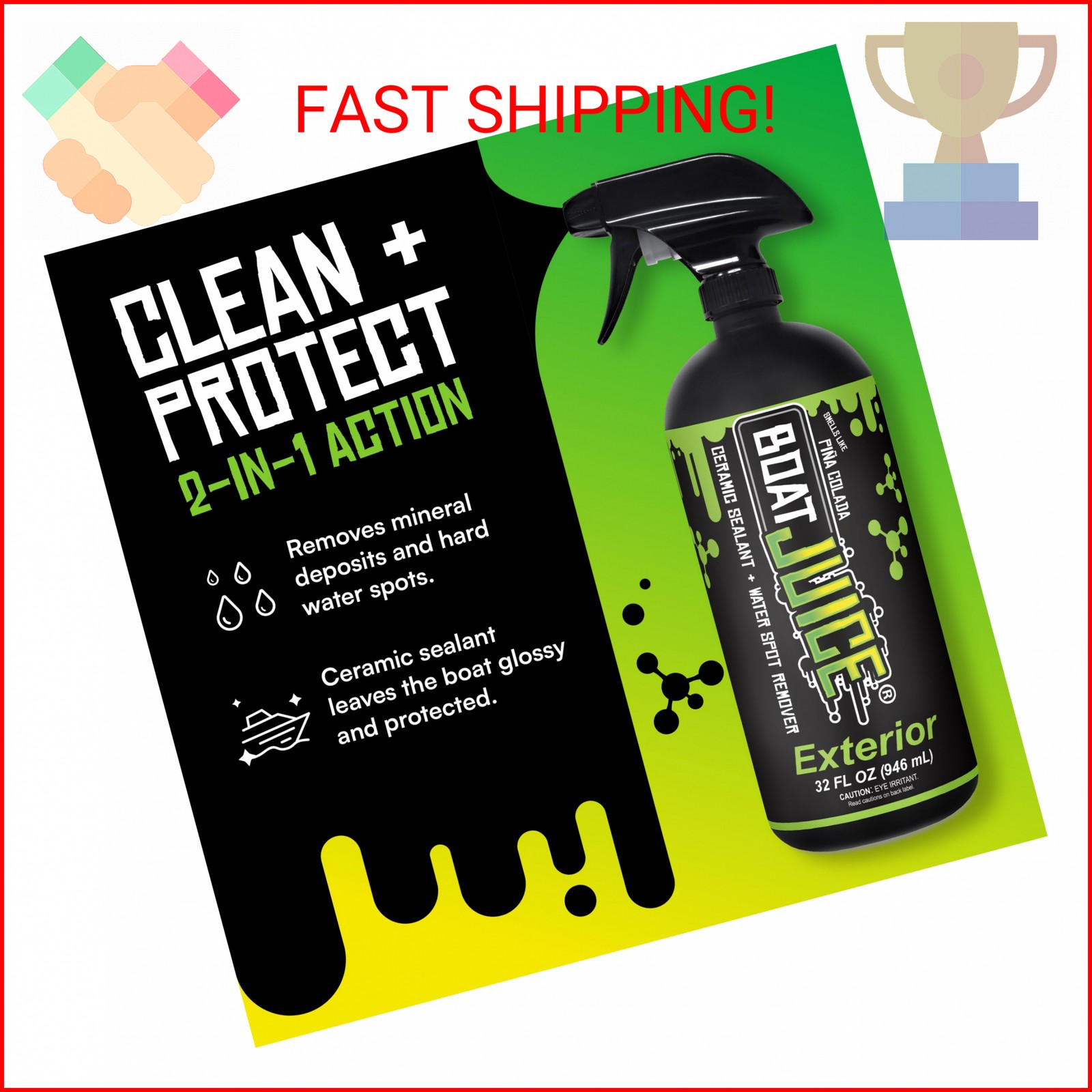 Boat Juice 2in1 Exterior Boat Cleaner & Protectant Spray | Water Spot Remover wi