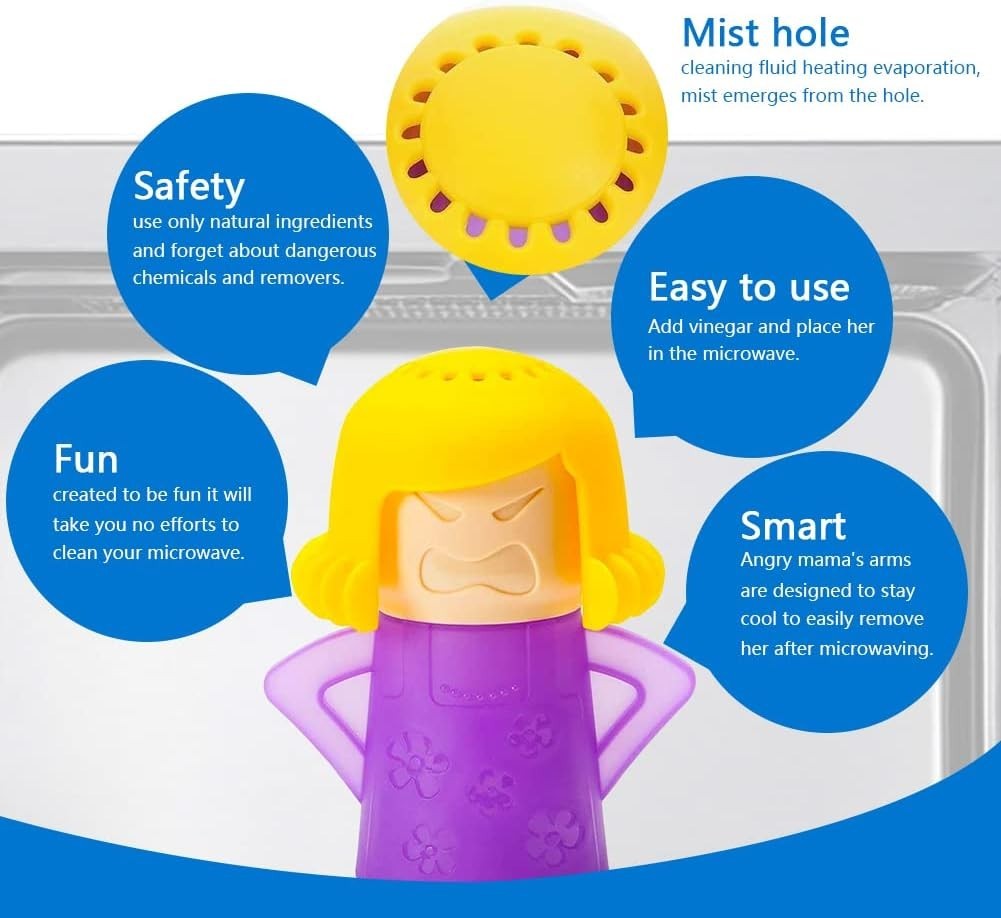 High-Quality Microwave Cleaner, 2 PCS Angry Mama – Cleans 7 Minutes Purple