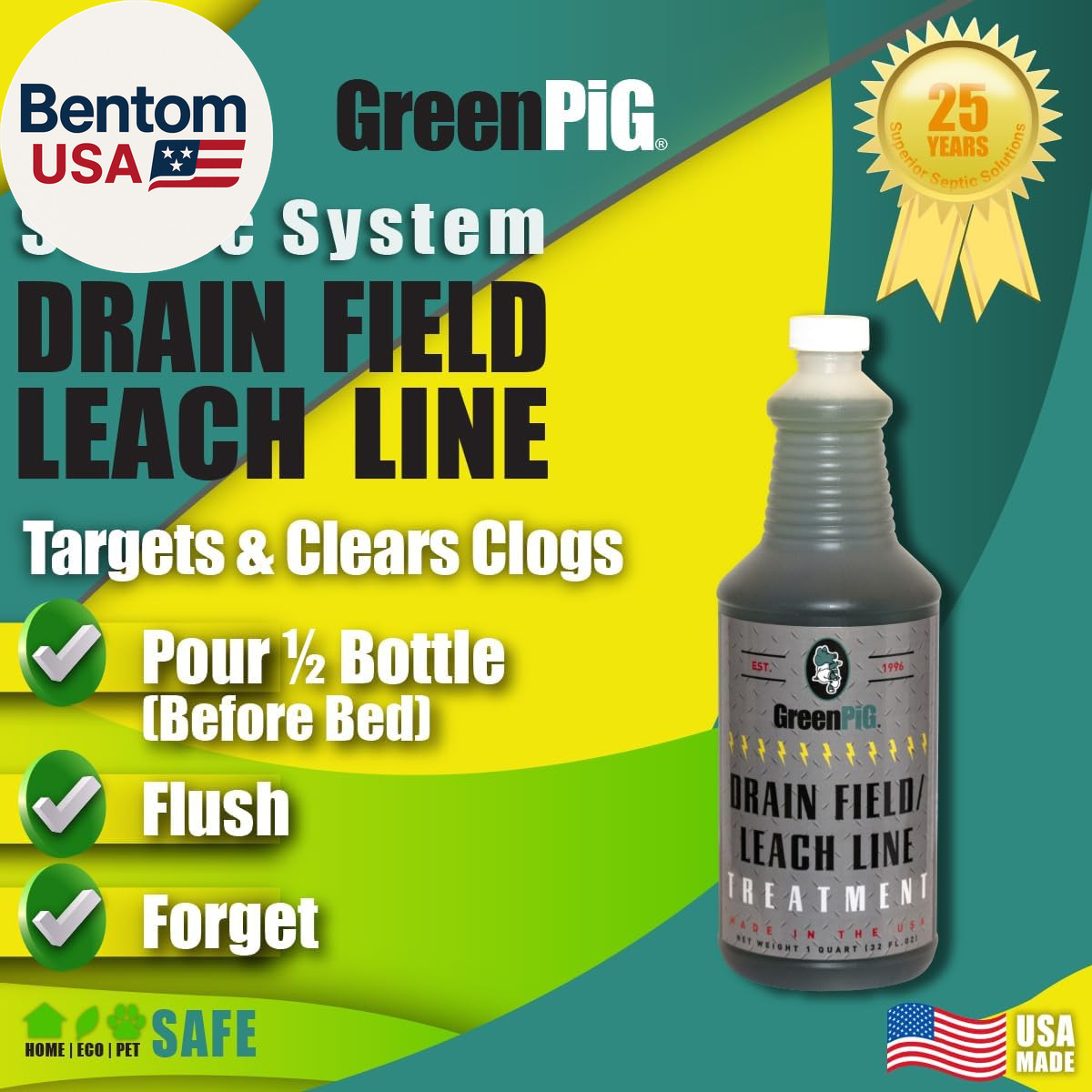 Drain Field Cleaner, Septic Safe Drain Clog Remover, Treatment for Quickly Clear