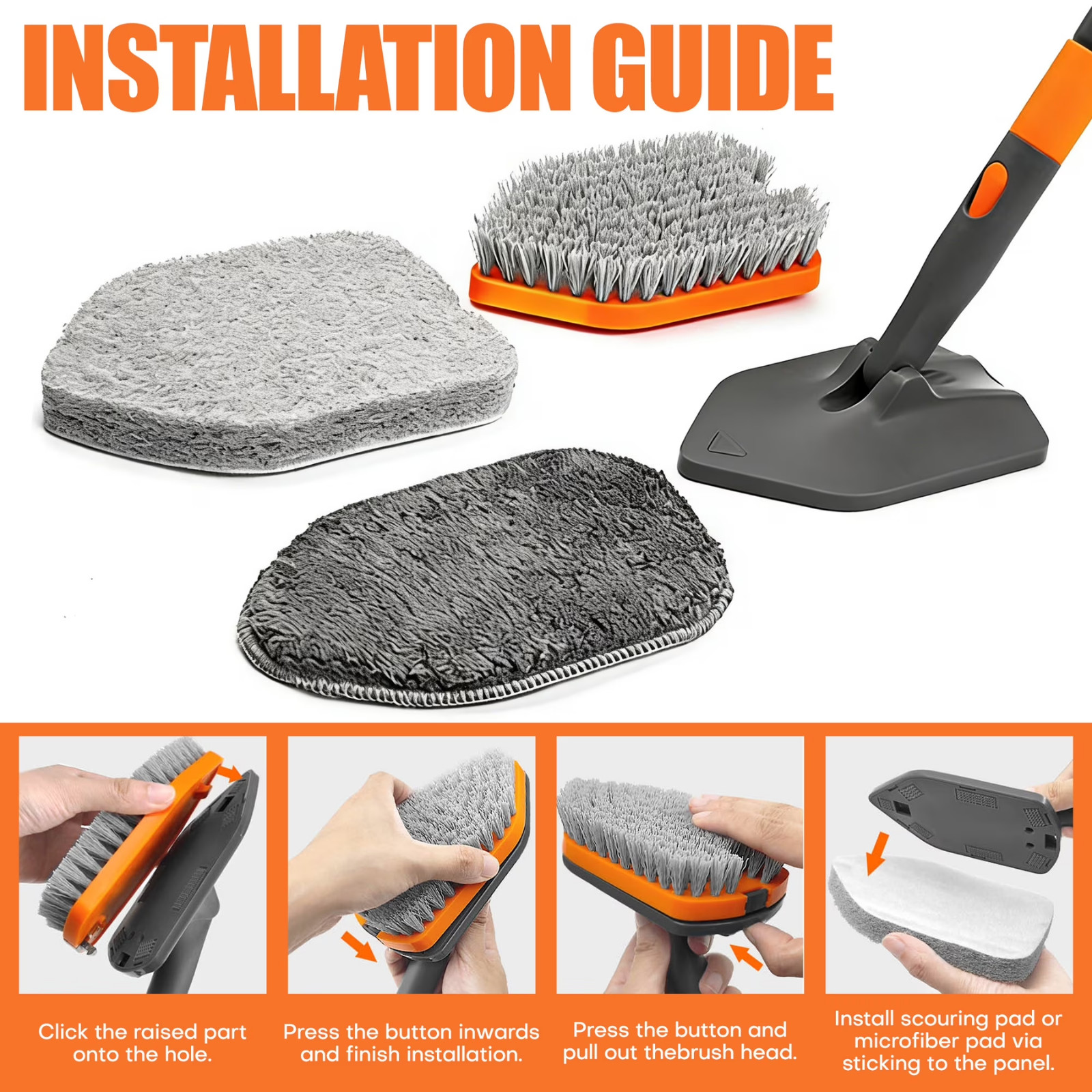 Extendable Tub Tile Scrubber Brush 3 in 1 Long Handle Bathroom Shower Cleaner