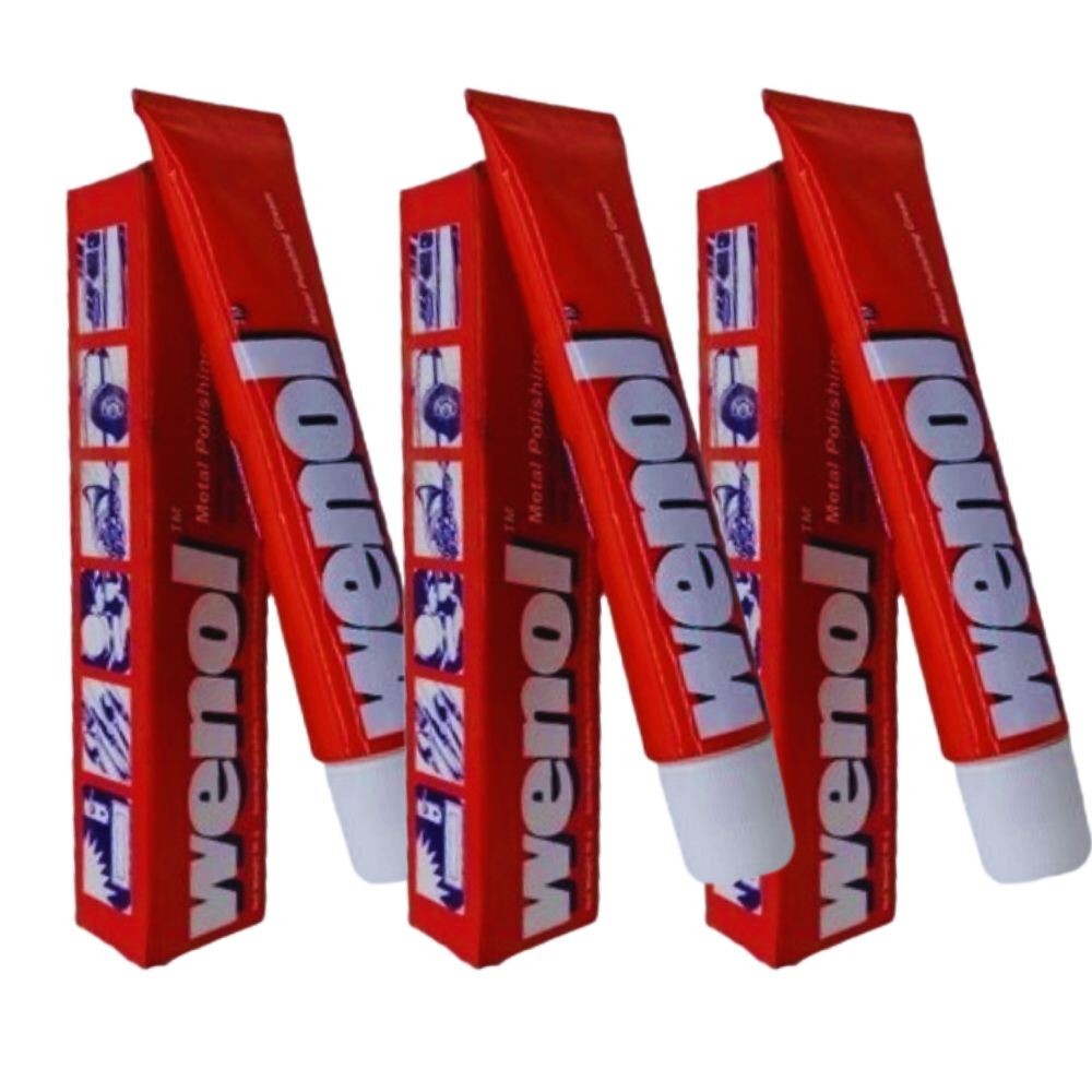 WENOL Metal Polishing Cream Brass Silver Stainless Steel Aluminum Gold 100 g x 3