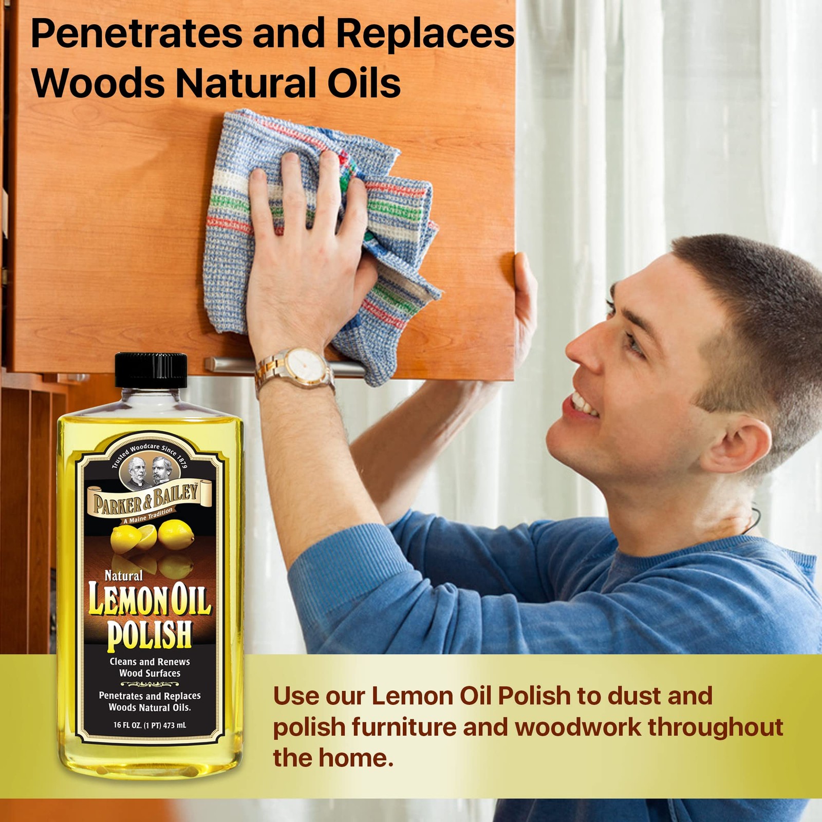 Lemon Oil Polish, Natural Lemon Scented Furniture Cleaner & Wood Table Cleane…