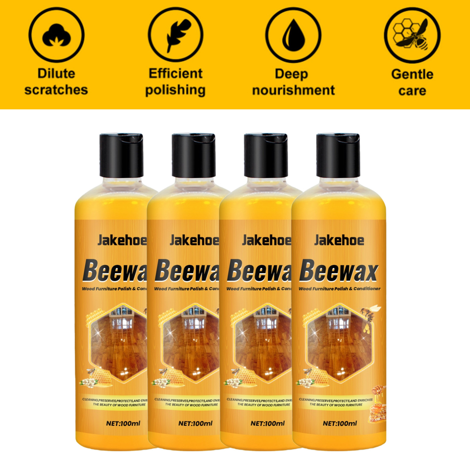 Wood Floor Cleaner & Polish for Home – Dust, Stain Removal, Shine & Protection