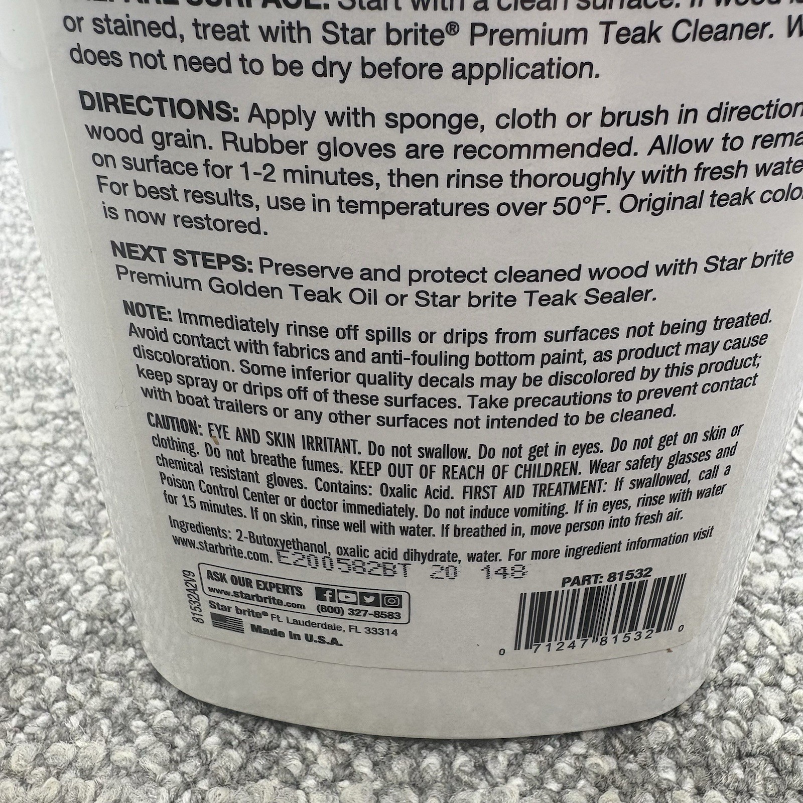 Star Brite Premium Teak WoodBrightener Step 2 32 Fl Oz