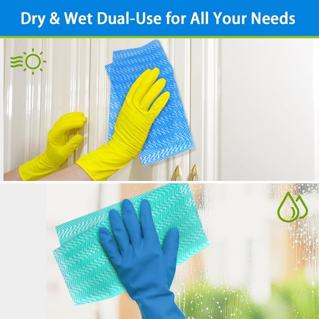 Eco-Friendly 50 Pack Cleaning Wipes – 12 Inch Reusable Towels for All Surfaces