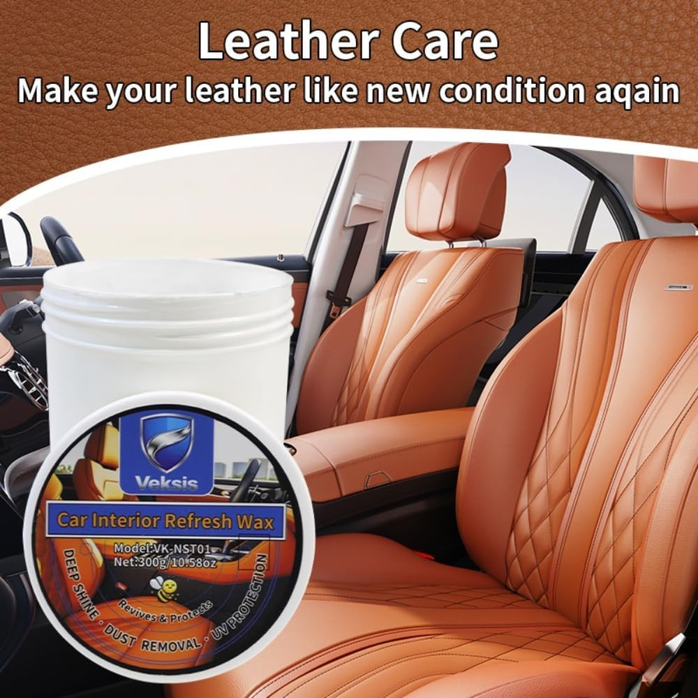 Car Interior Refresh Wax, Natural Ingredients, Conditioner—Suitable for Leather