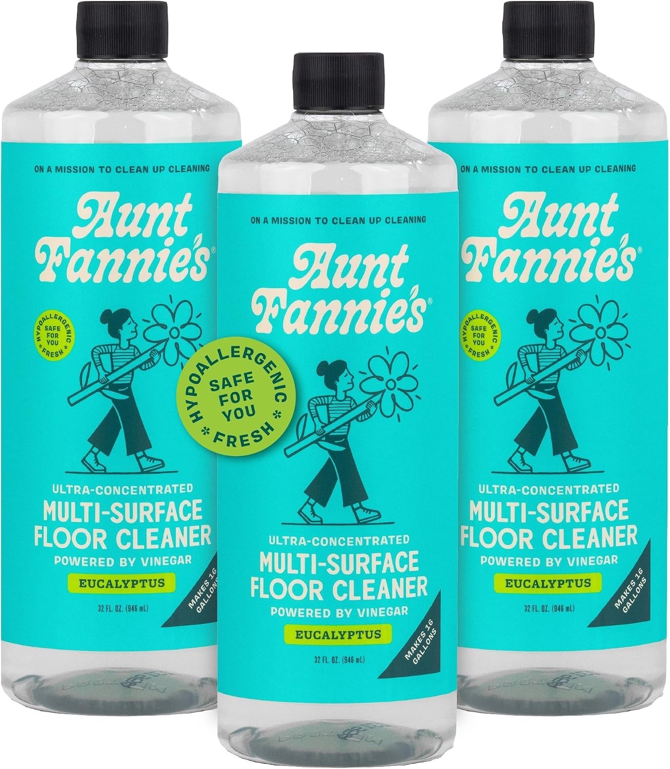 Ultra Concentrated Vinegar Floor Cleaner Eucalyptus 3x32oz Multi-Surface Mopping